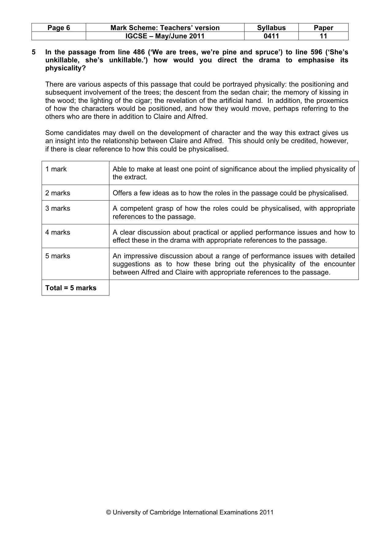 Mark scheme, page 6 of 14