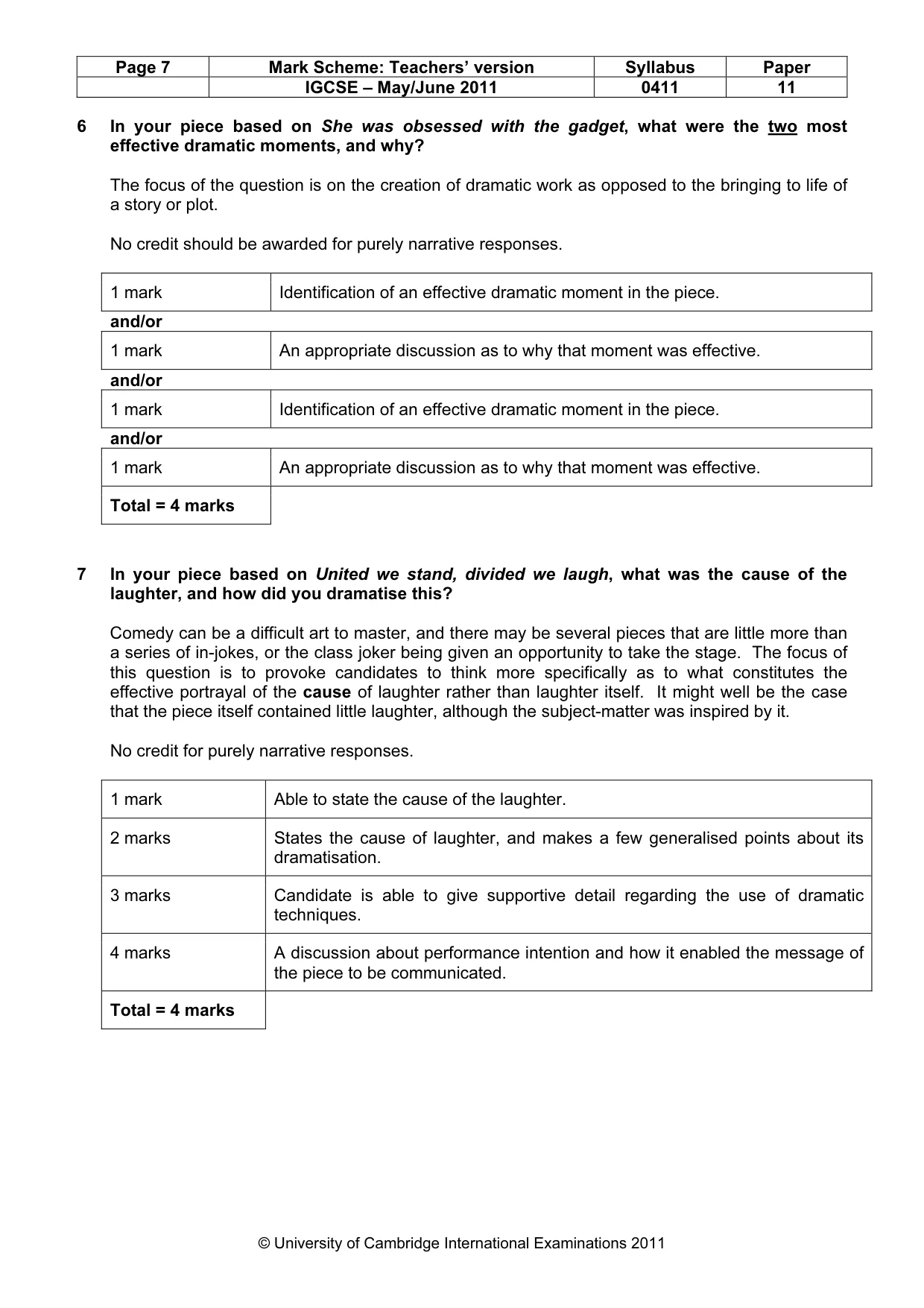 Mark scheme, page 7 of 14
