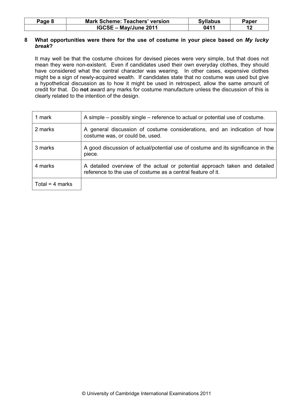 Mark scheme, page 8 of 16