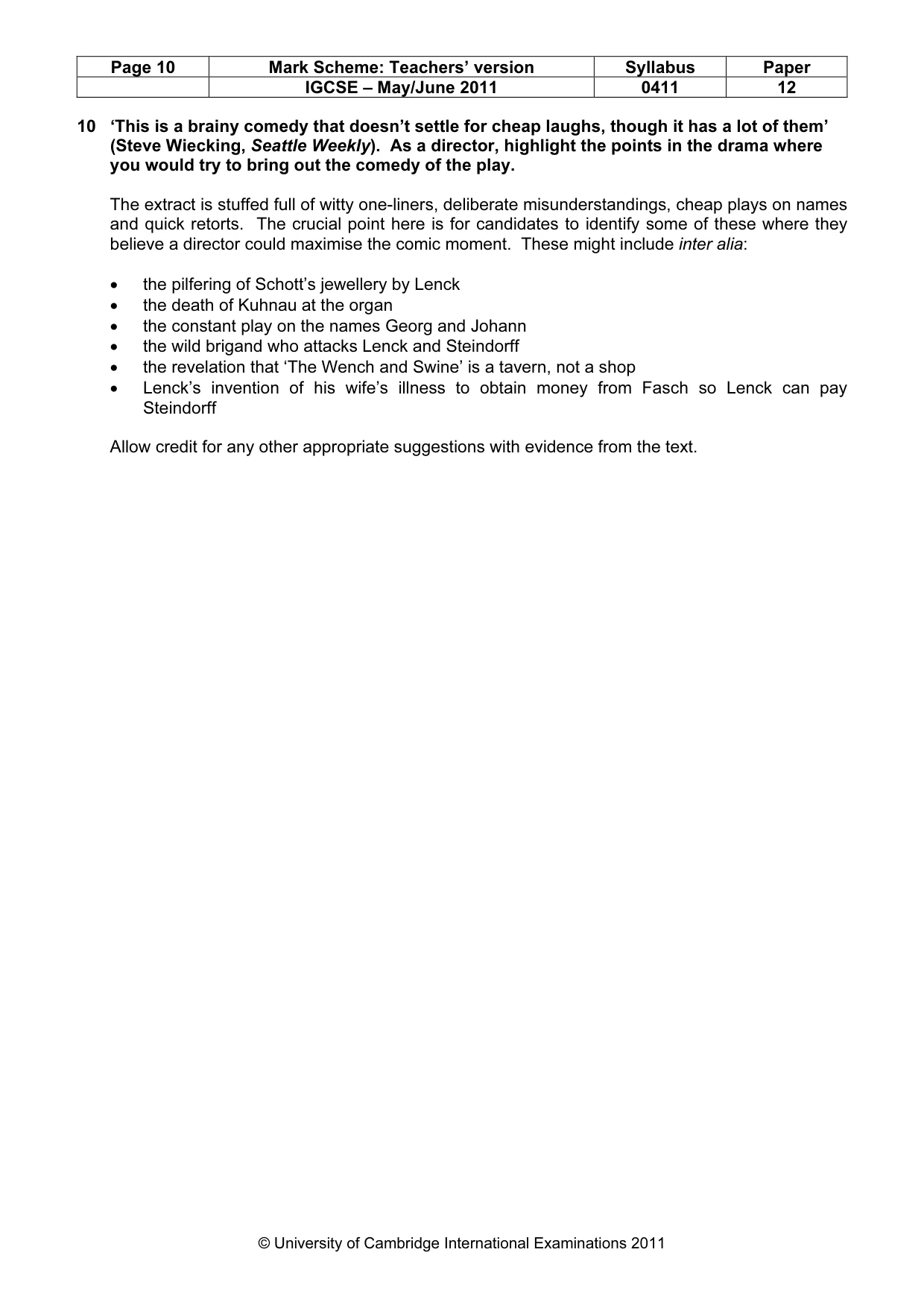 Mark scheme, page 10 of 16