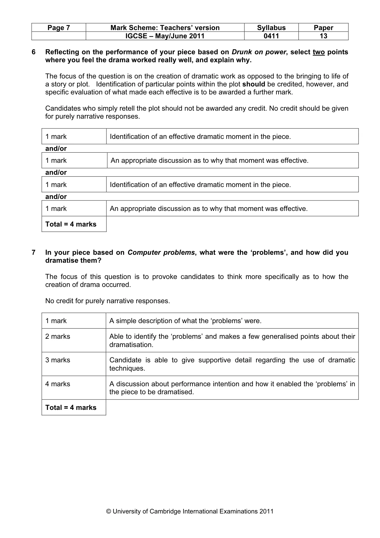 Mark scheme, page 7 of 15