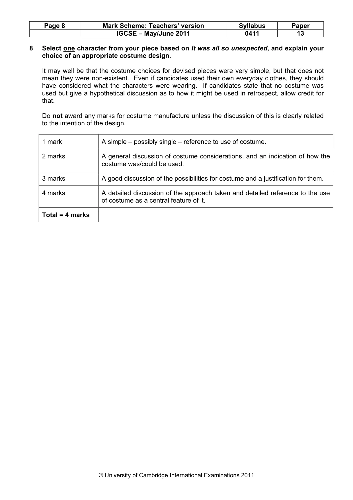 Mark scheme, page 8 of 15