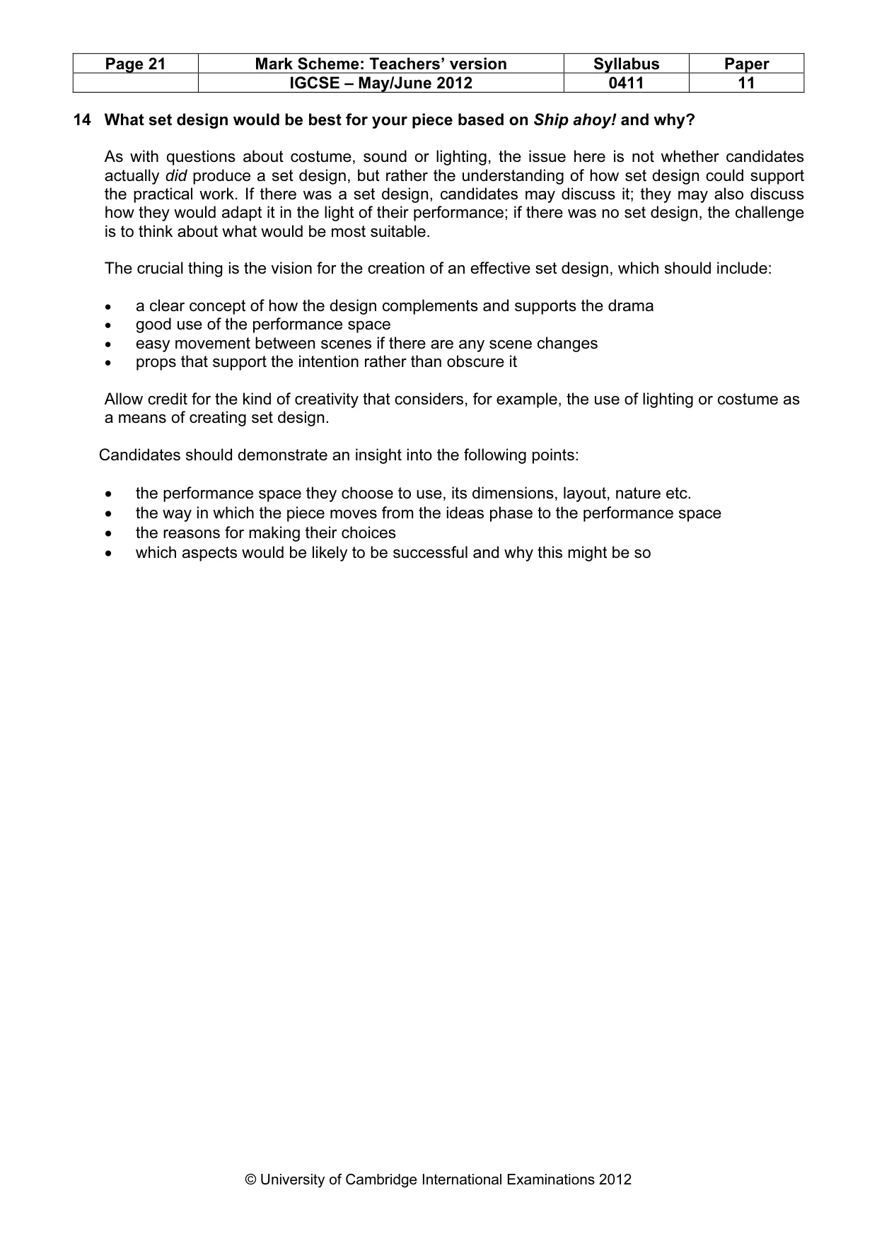Mark scheme, page 21 of 22