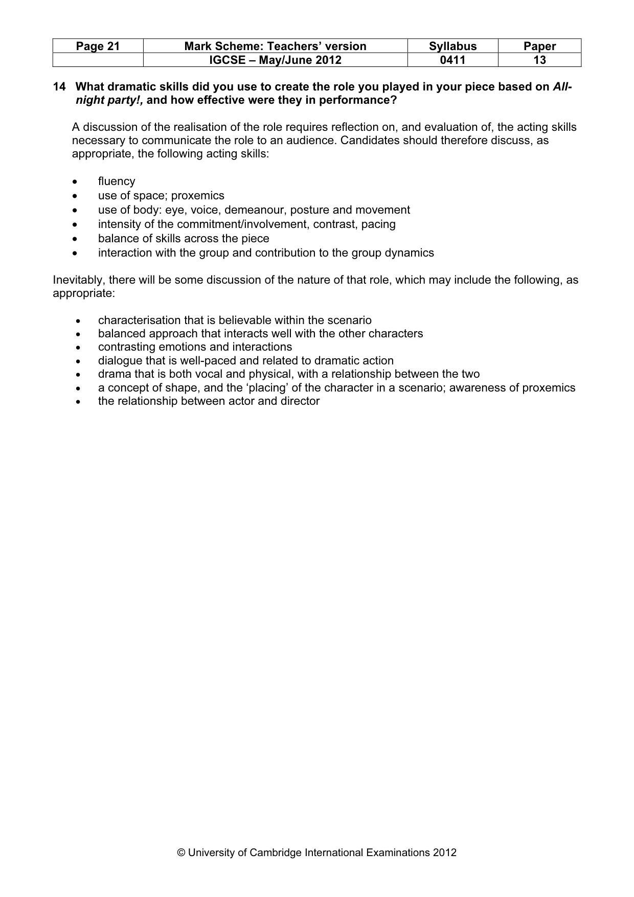 Mark scheme, page 21 of 22