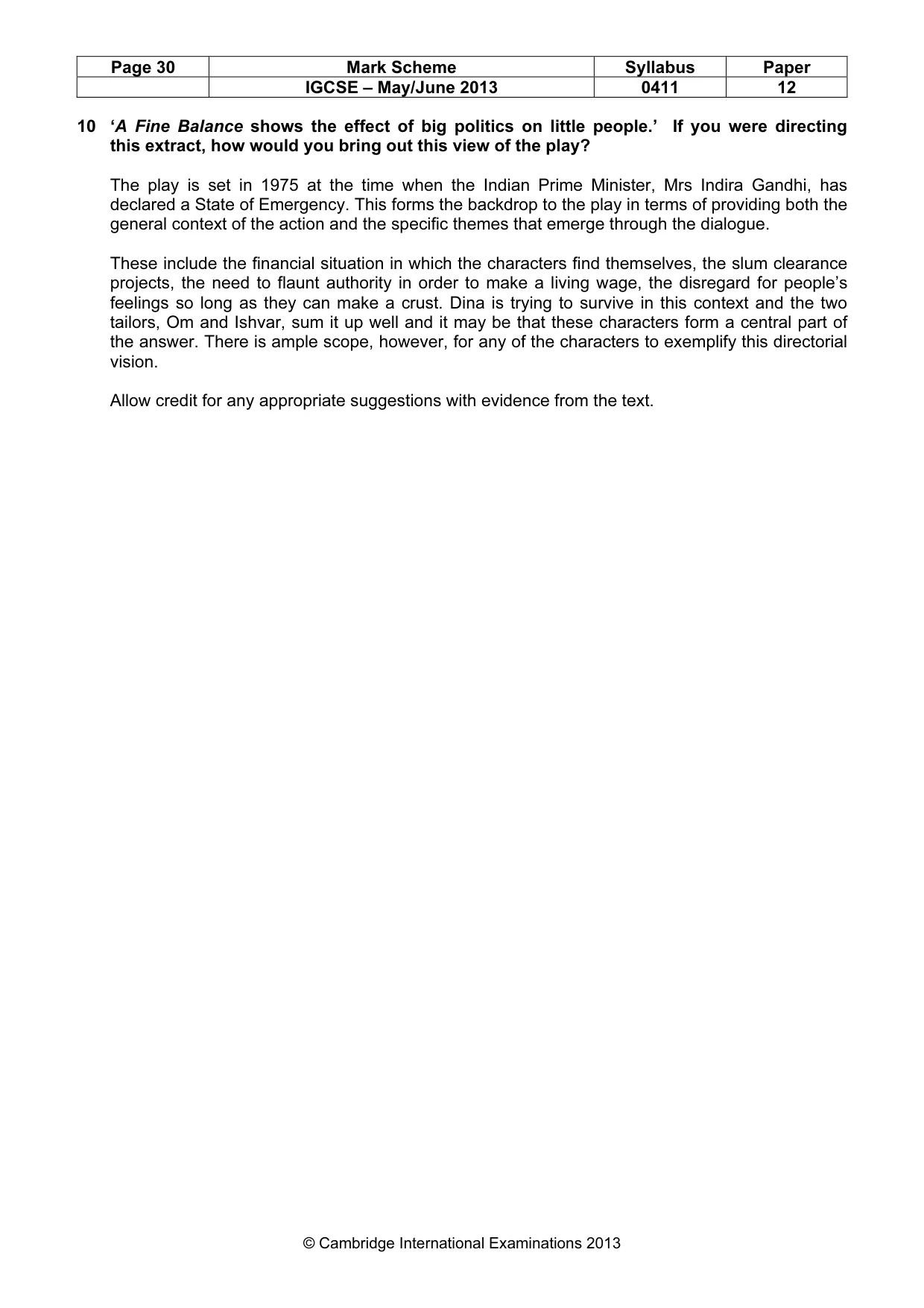 Mark scheme, page 30 of 35