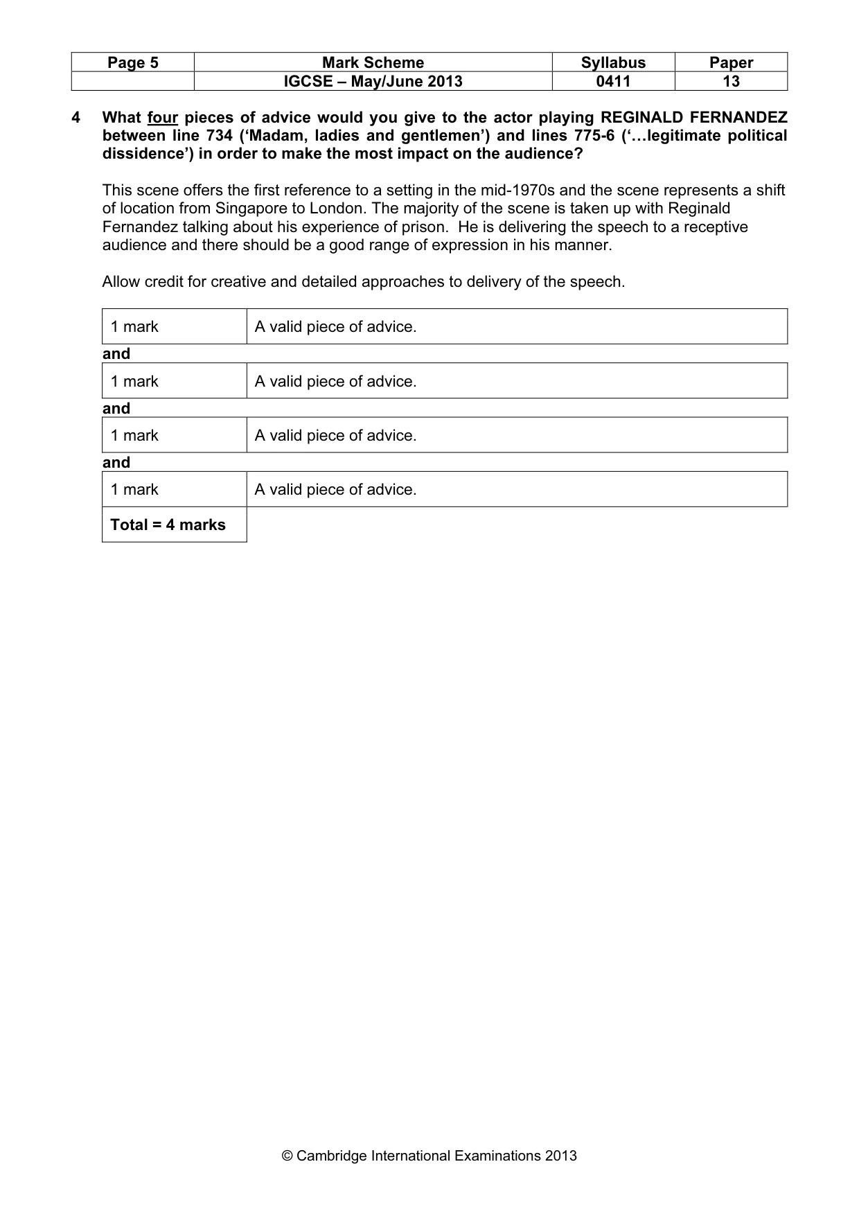 Mark scheme, page 5 of 16