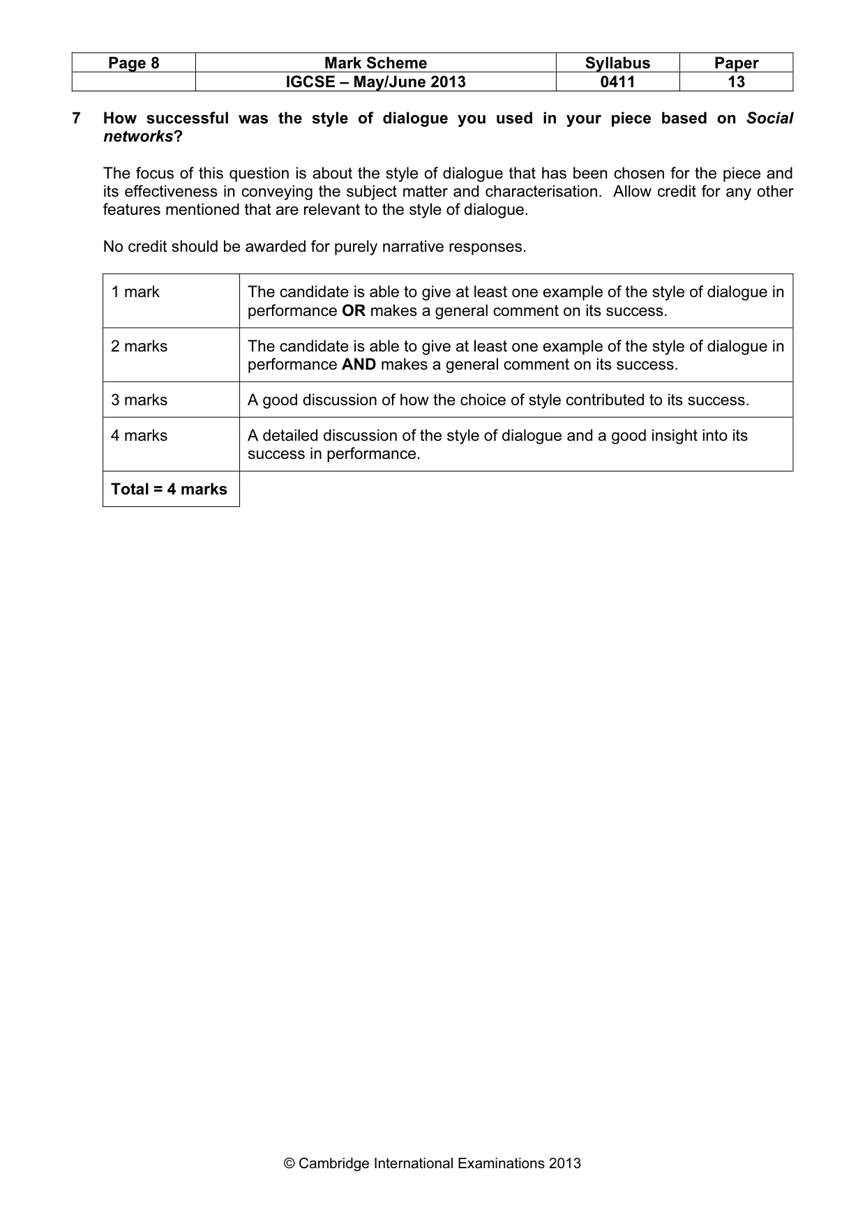Mark scheme, page 8 of 16