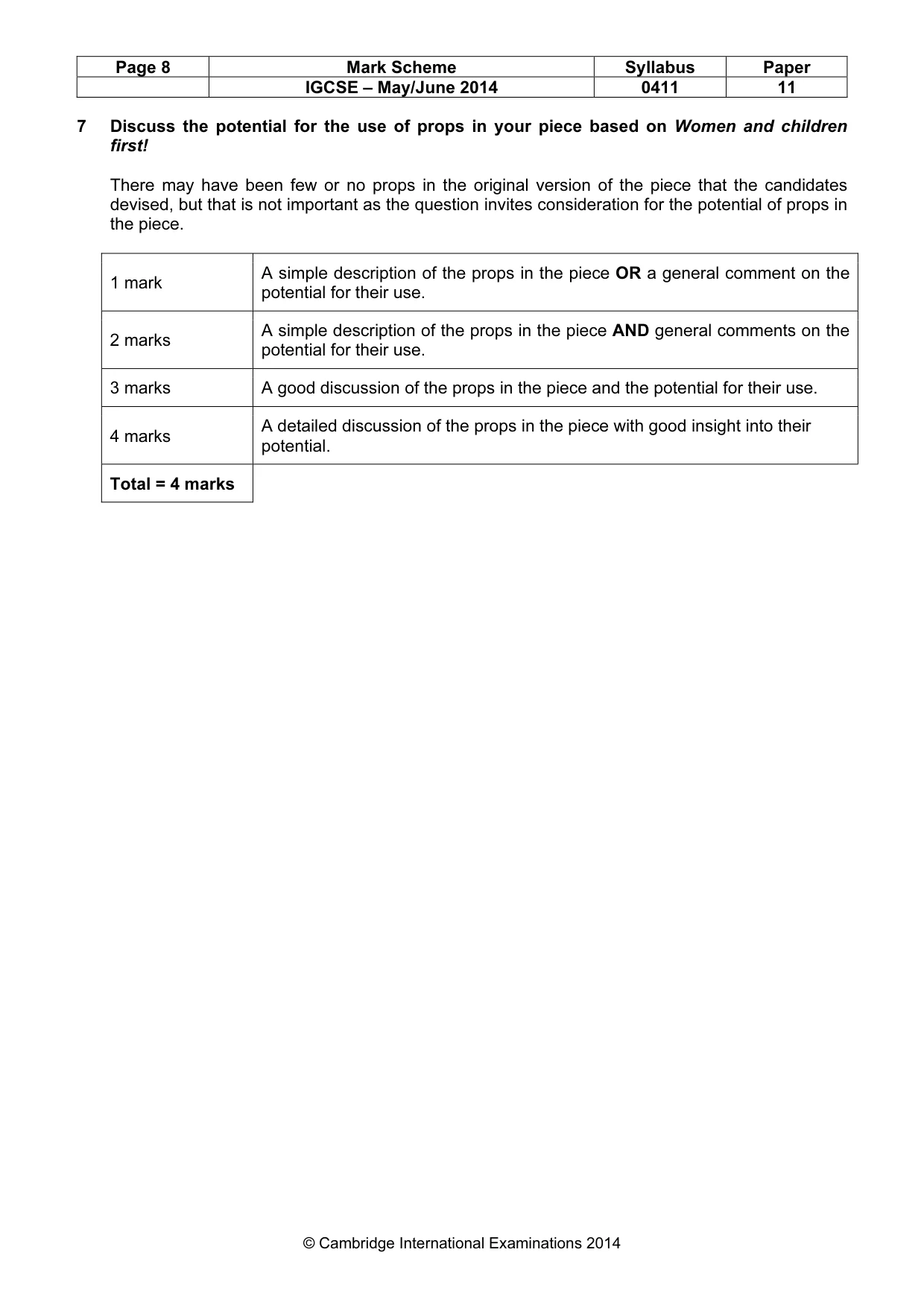 Mark scheme, page 8 of 17