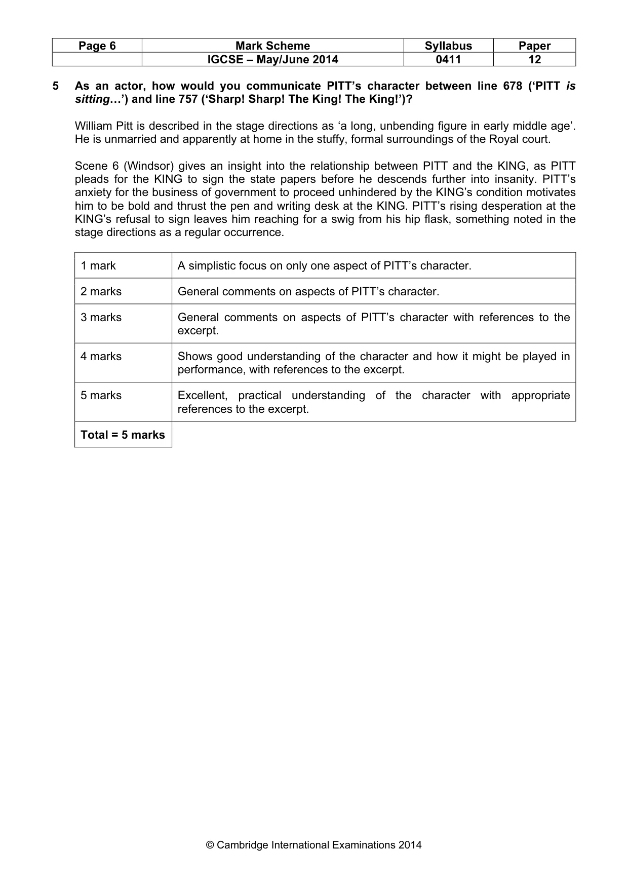 Mark scheme, page 6 of 21
