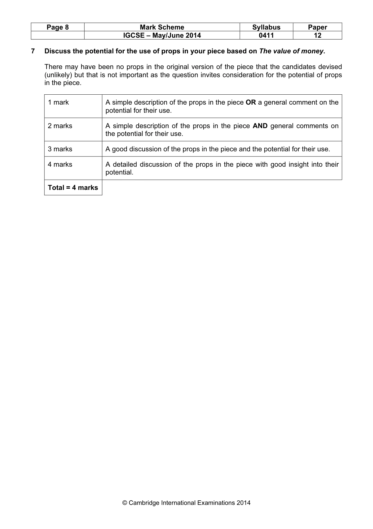 Mark scheme, page 8 of 21