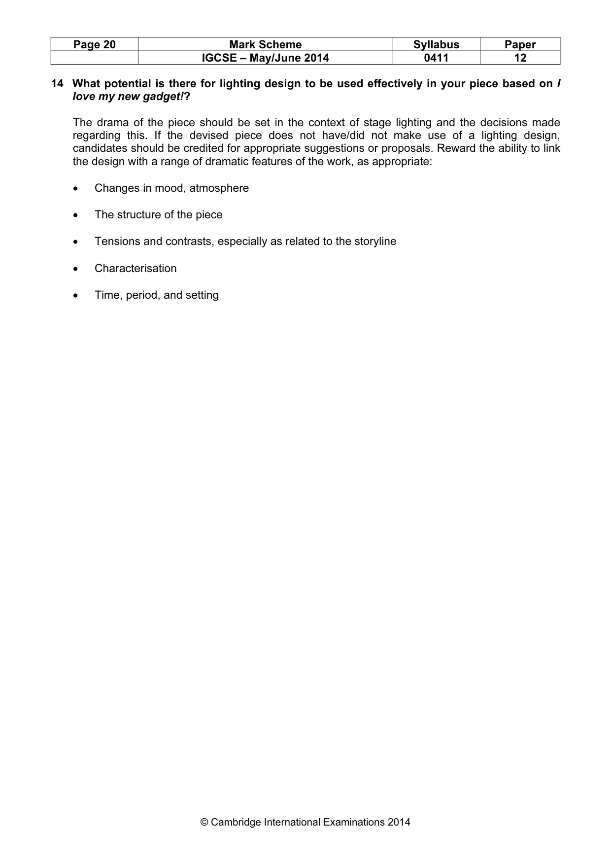 Mark scheme, page 20 of 21