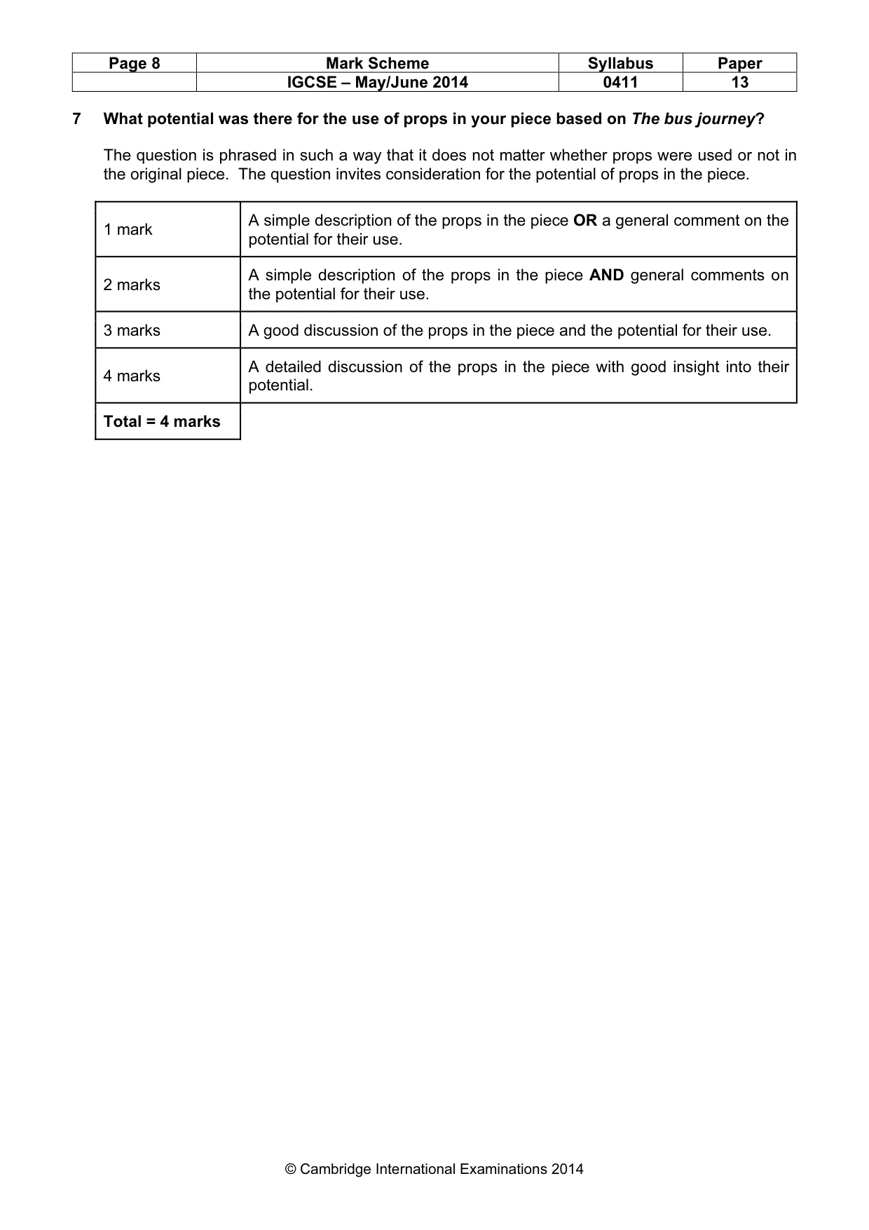 Mark scheme, page 8 of 20