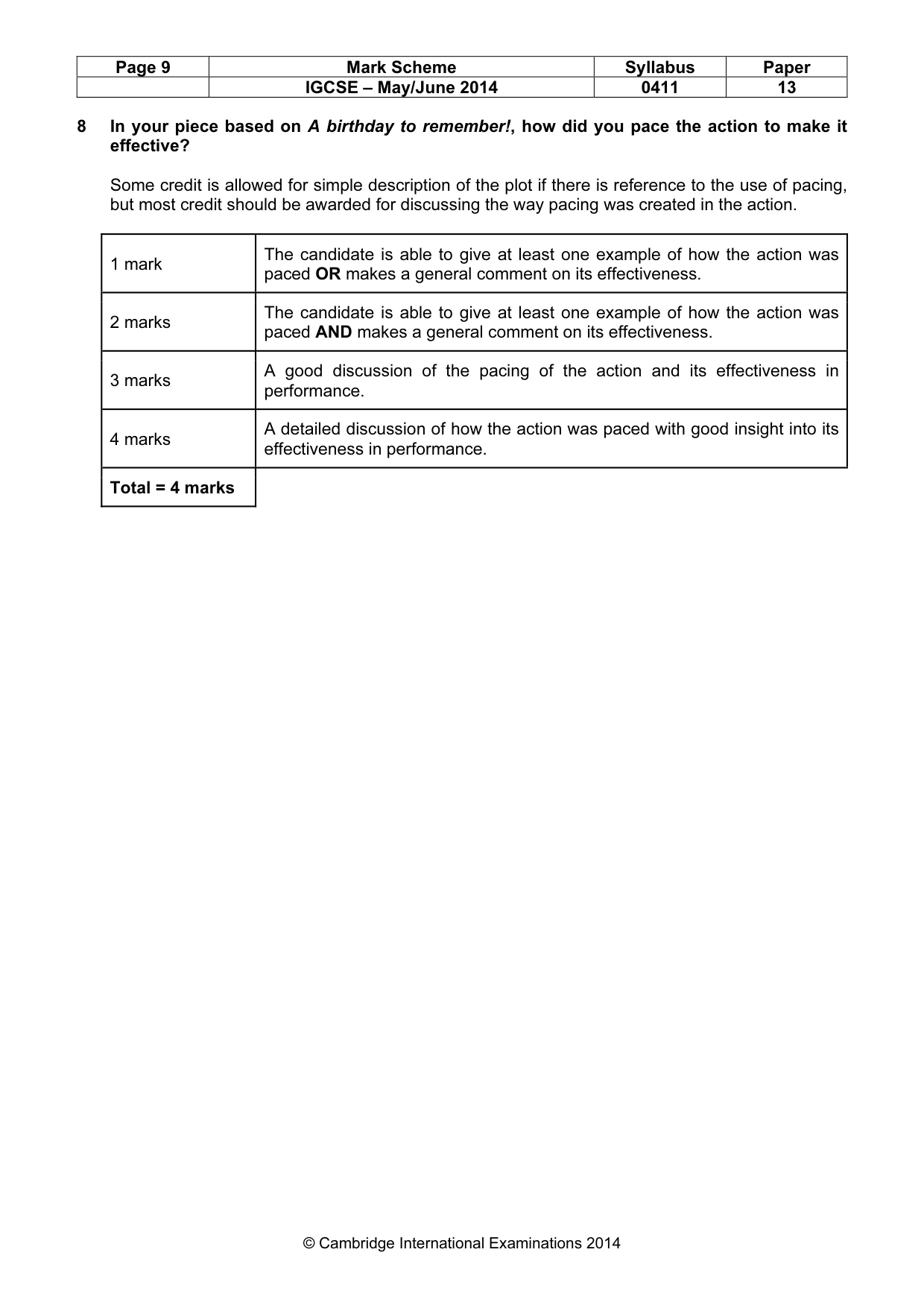 Mark scheme, page 9 of 20