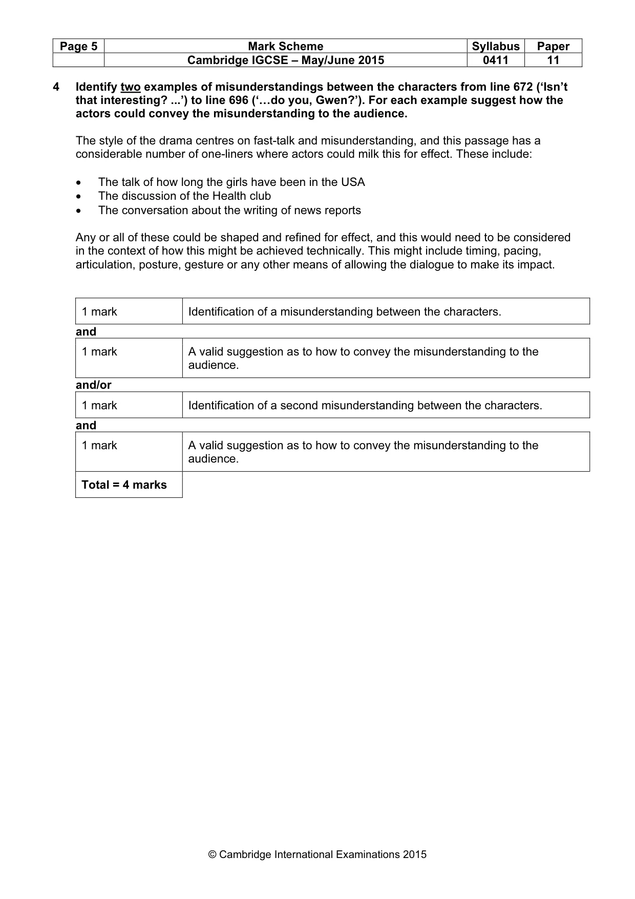 Mark scheme, page 5 of 20