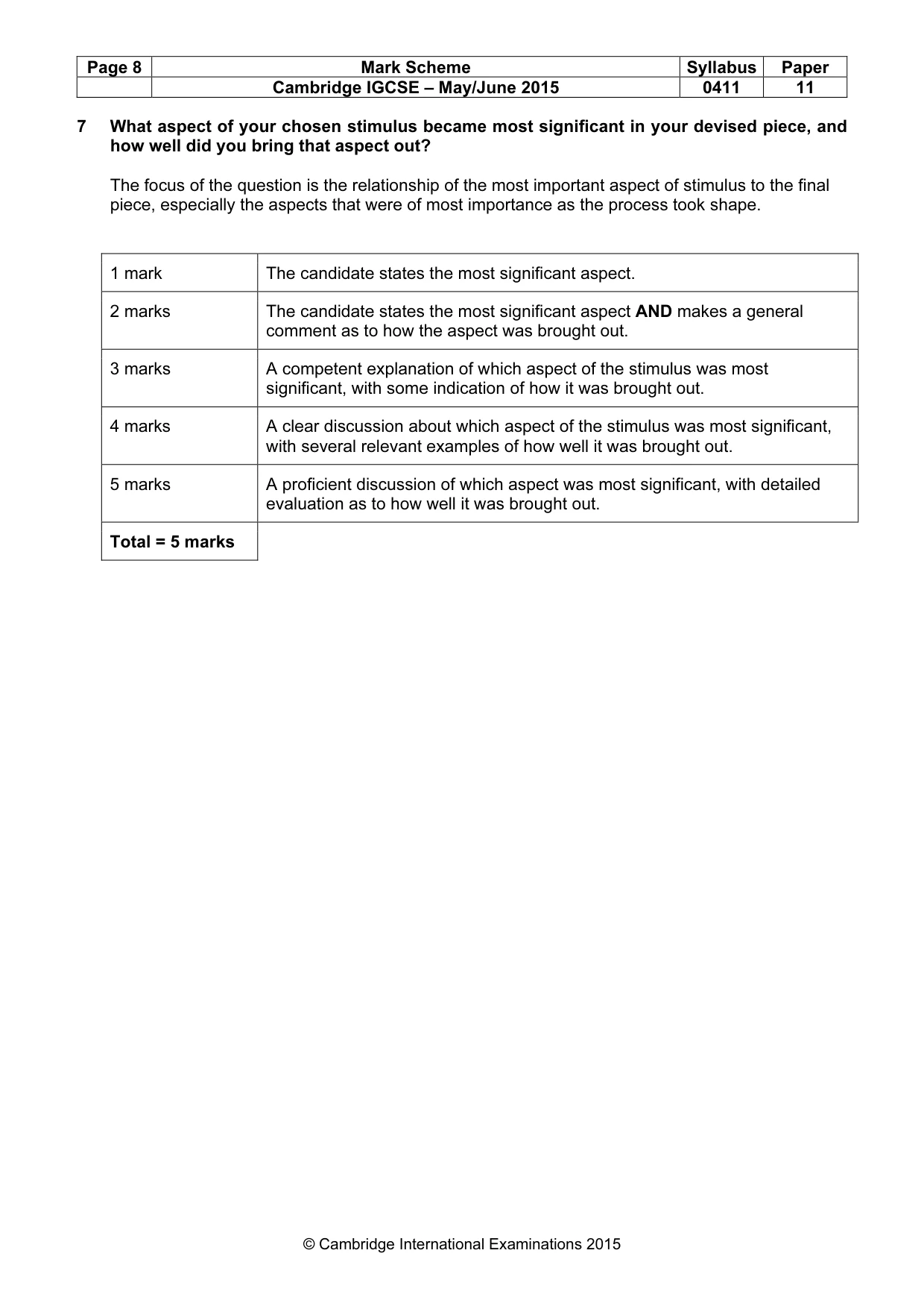 Mark scheme, page 8 of 20