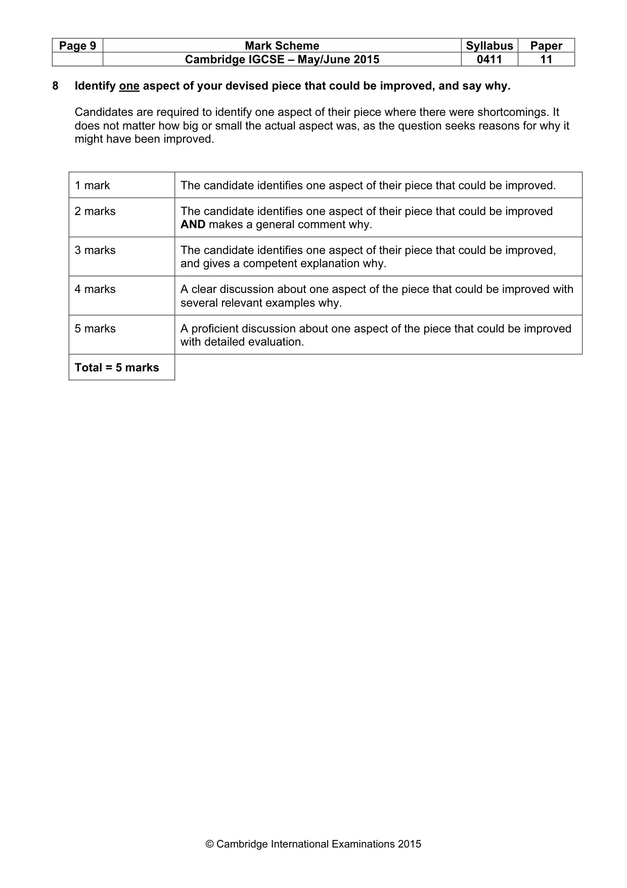 Mark scheme, page 9 of 20