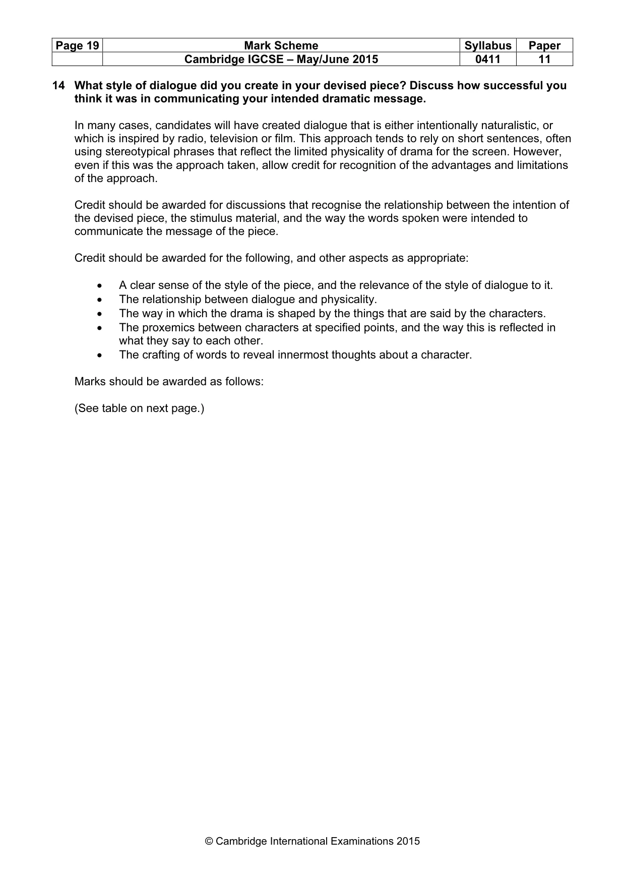 Mark scheme, page 19 of 20