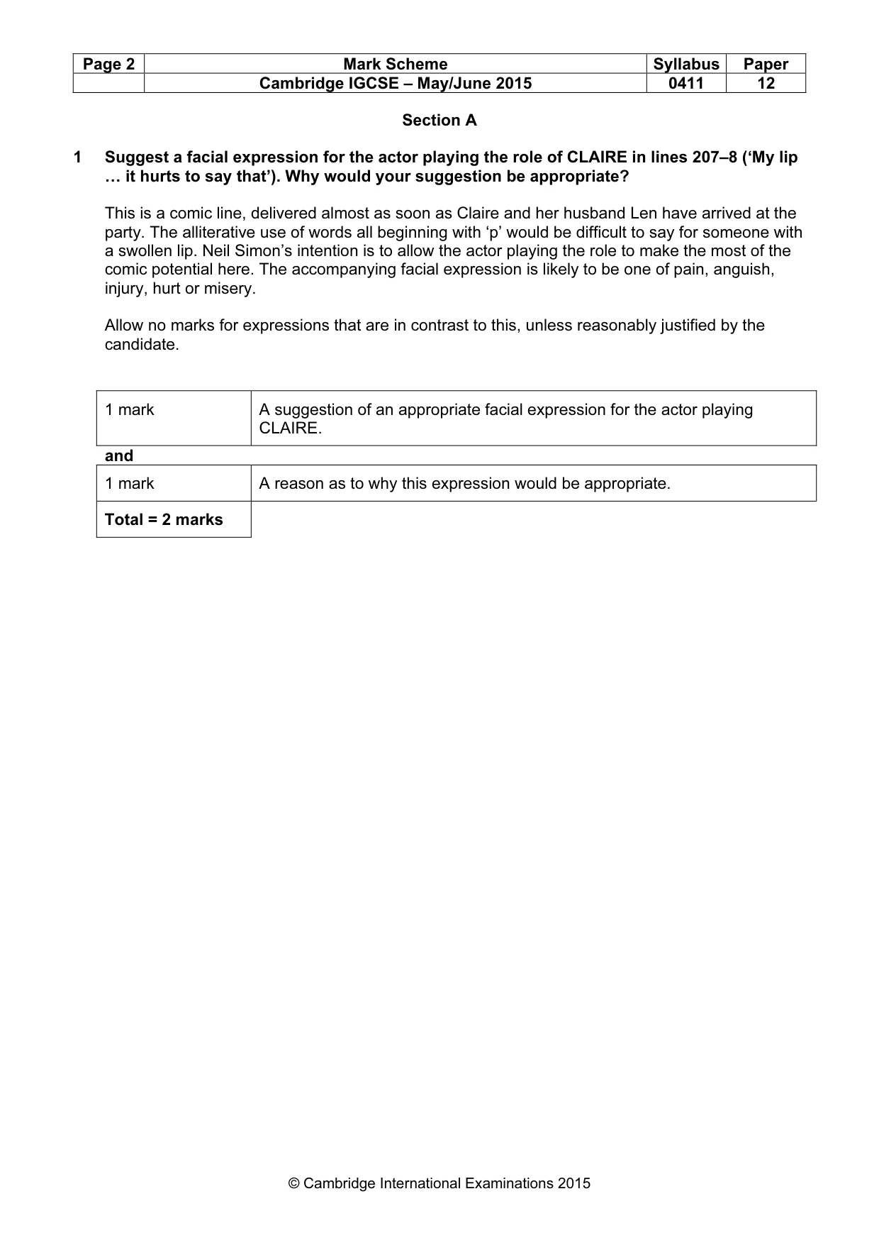 Mark scheme, page 2 of 19