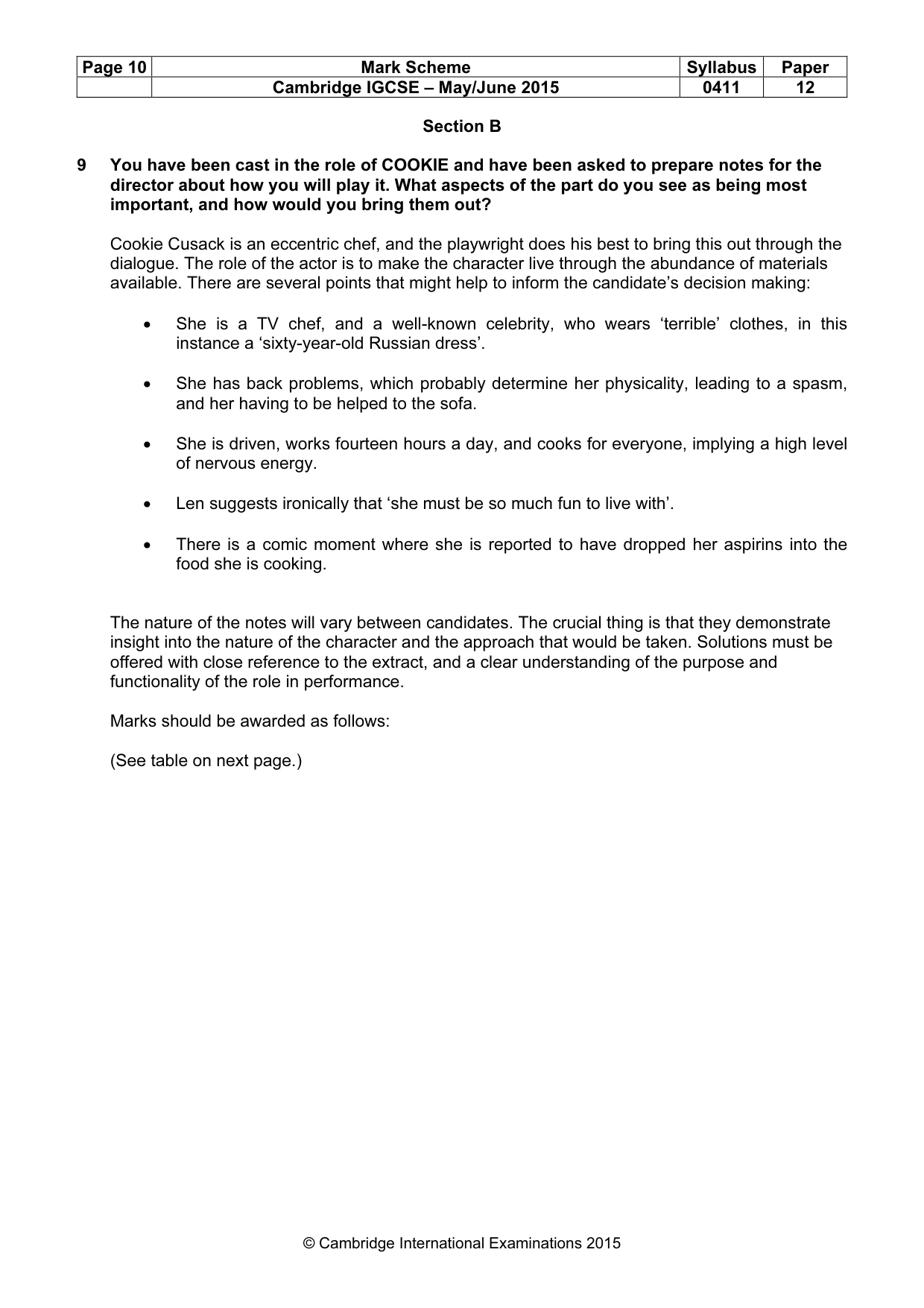 Mark scheme, page 10 of 19