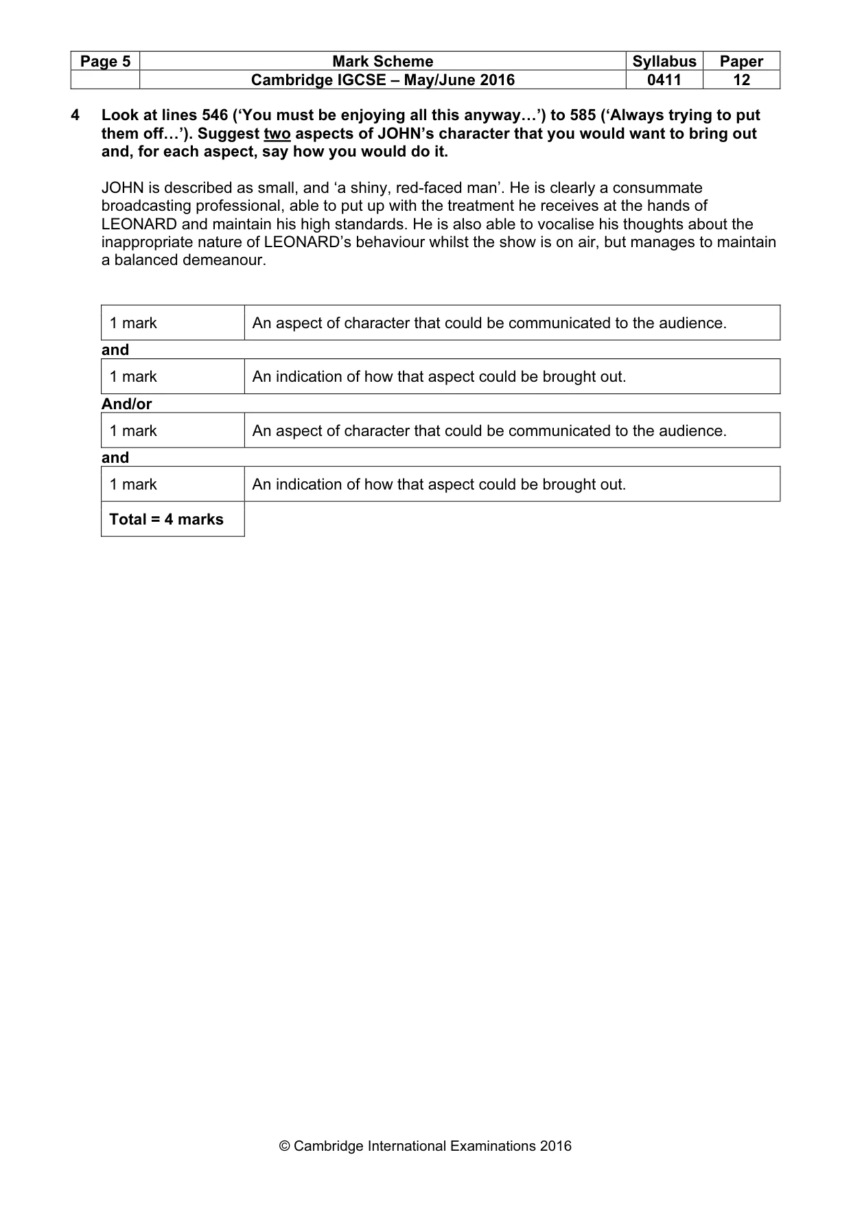 Mark scheme, page 5 of 21
