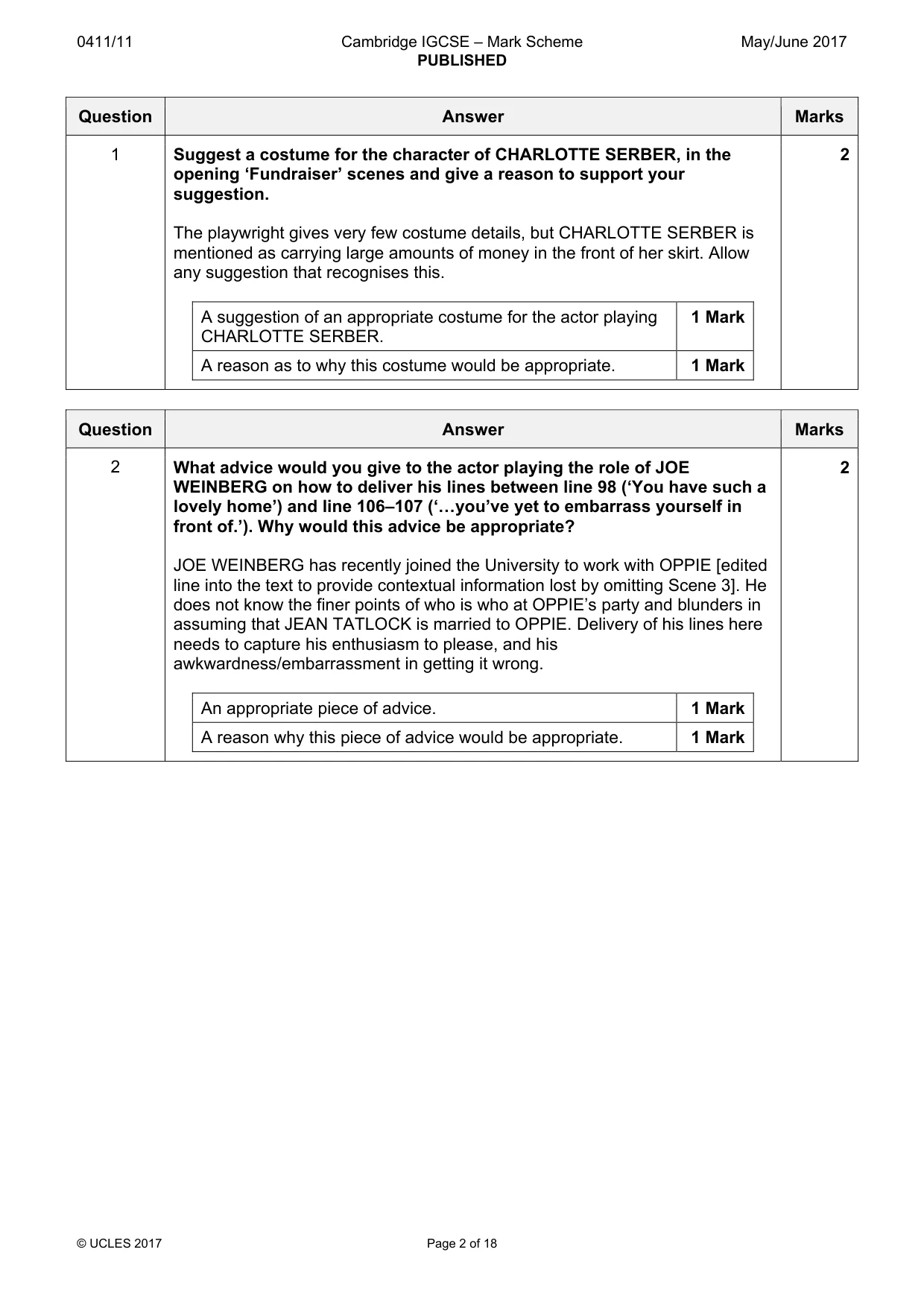 Mark scheme, page 2 of 18