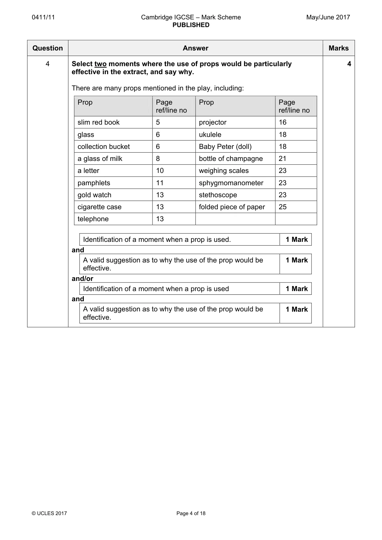Mark scheme, page 4 of 18
