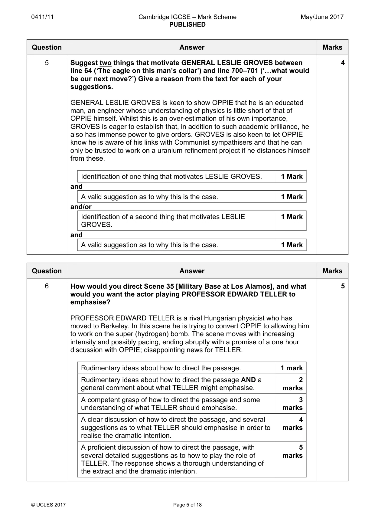 Mark scheme, page 5 of 18
