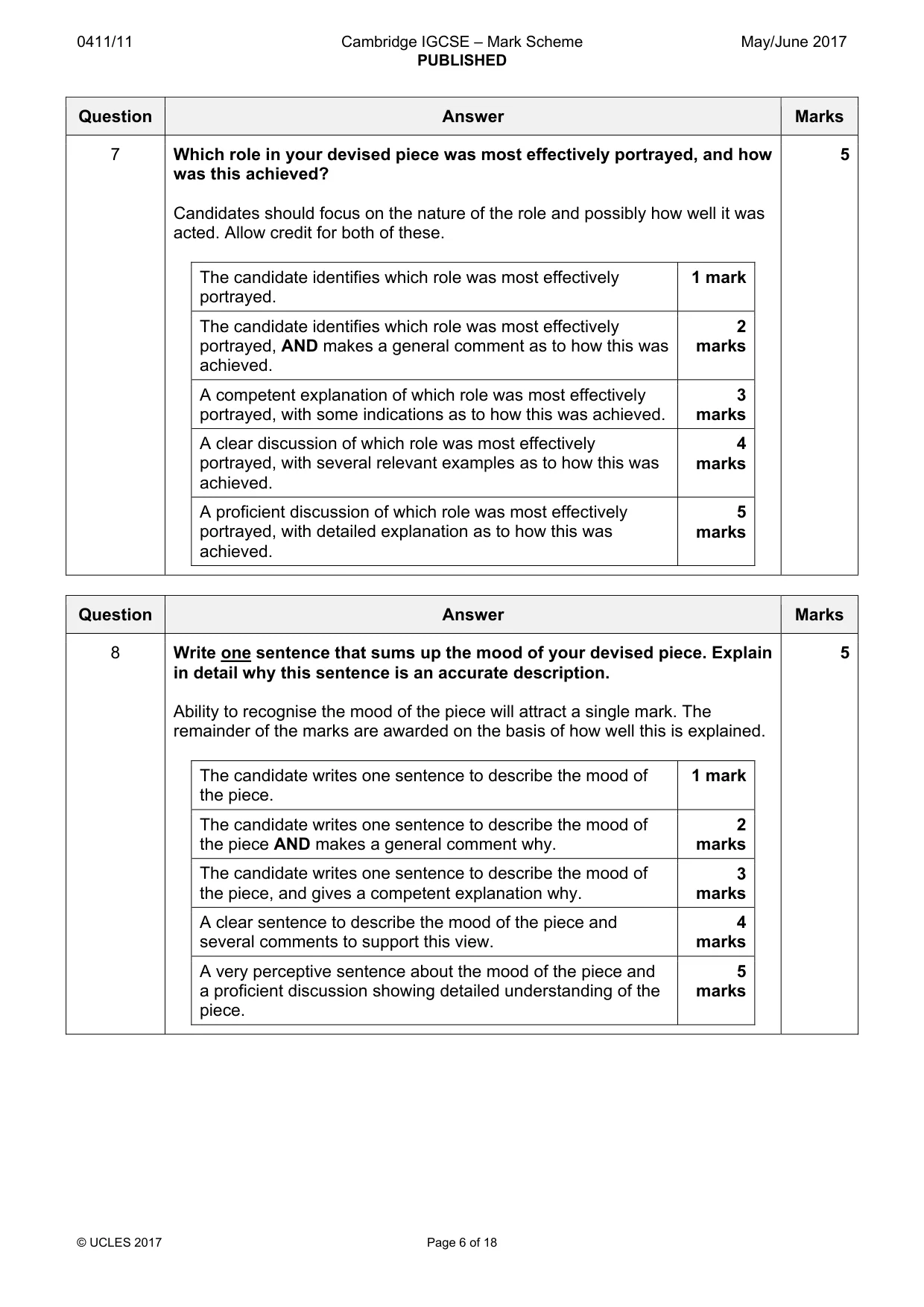 Mark scheme, page 6 of 18