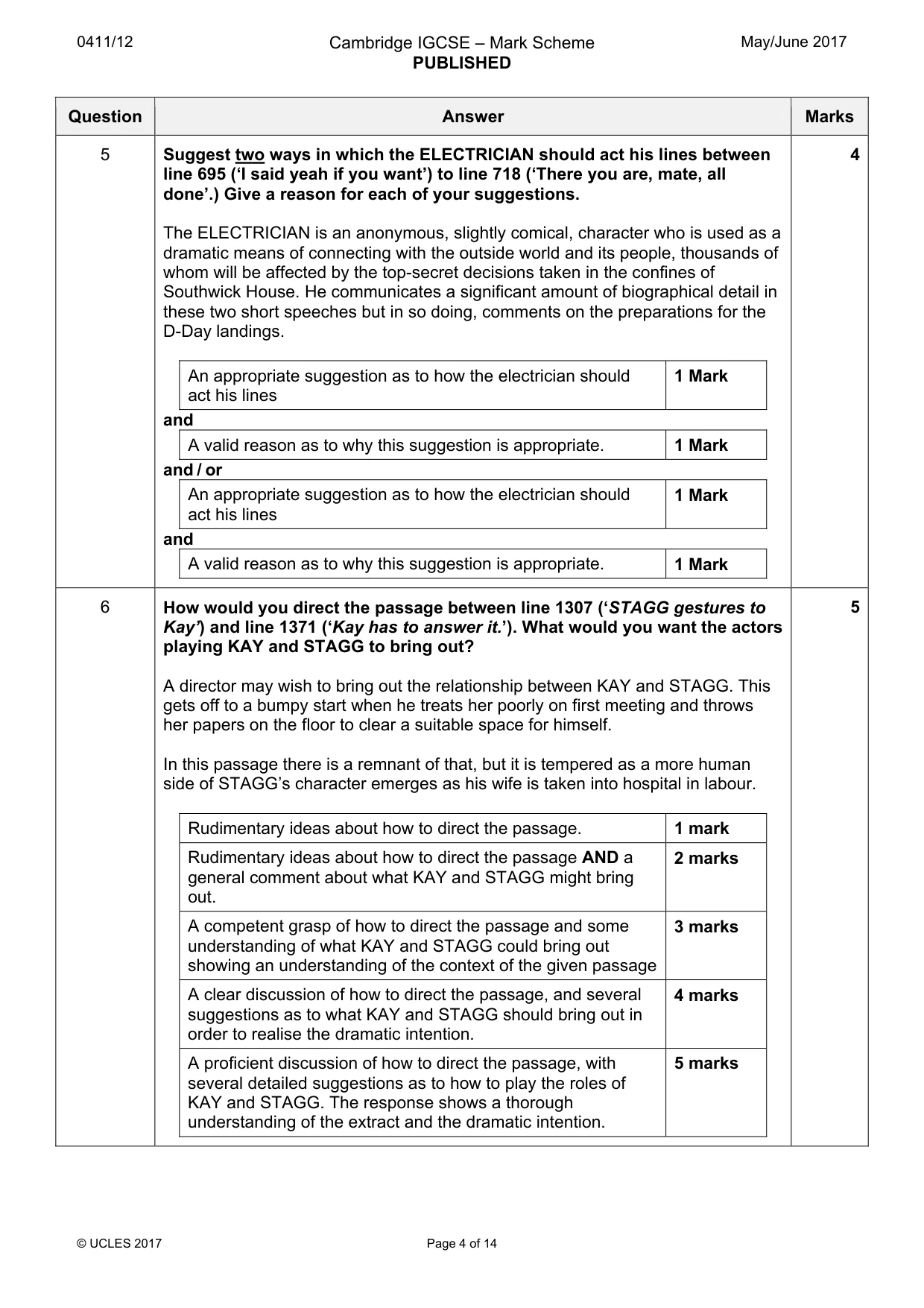 Mark scheme, page 4 of 14