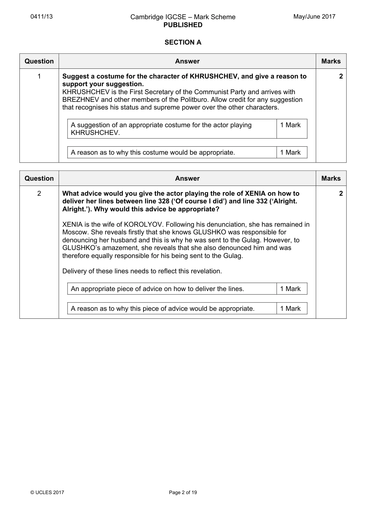 Mark scheme, page 2 of 19