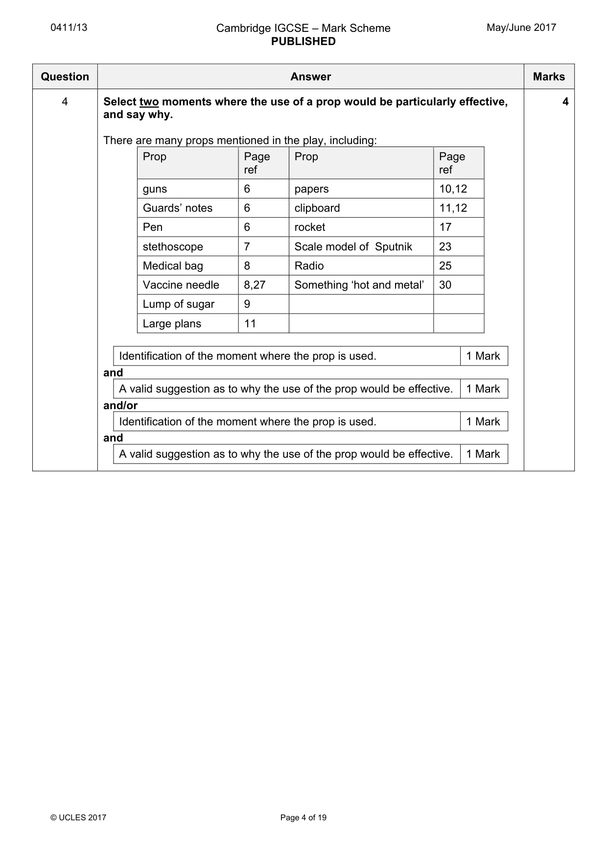 Mark scheme, page 4 of 19