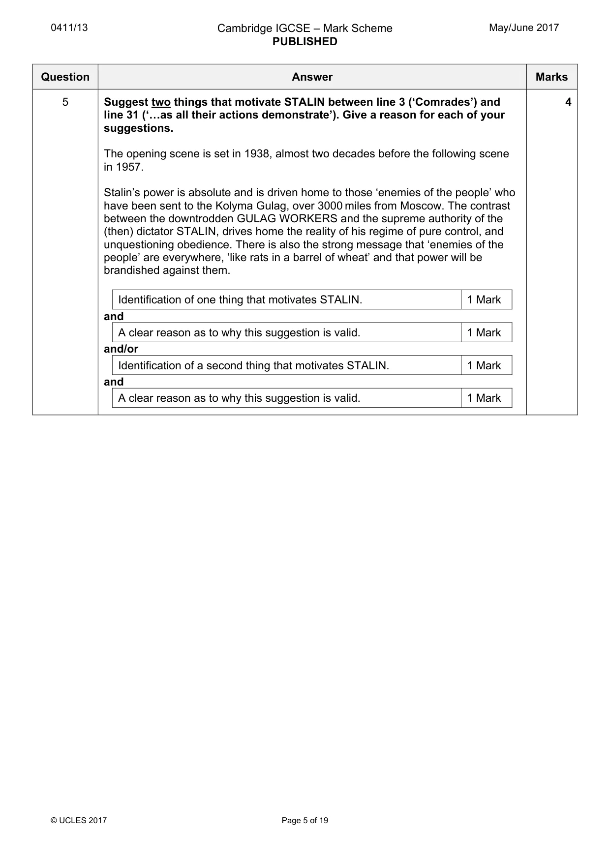 Mark scheme, page 5 of 19