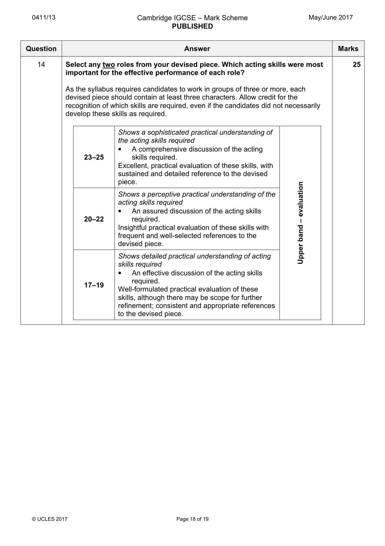 Mark scheme, page 18 of 19