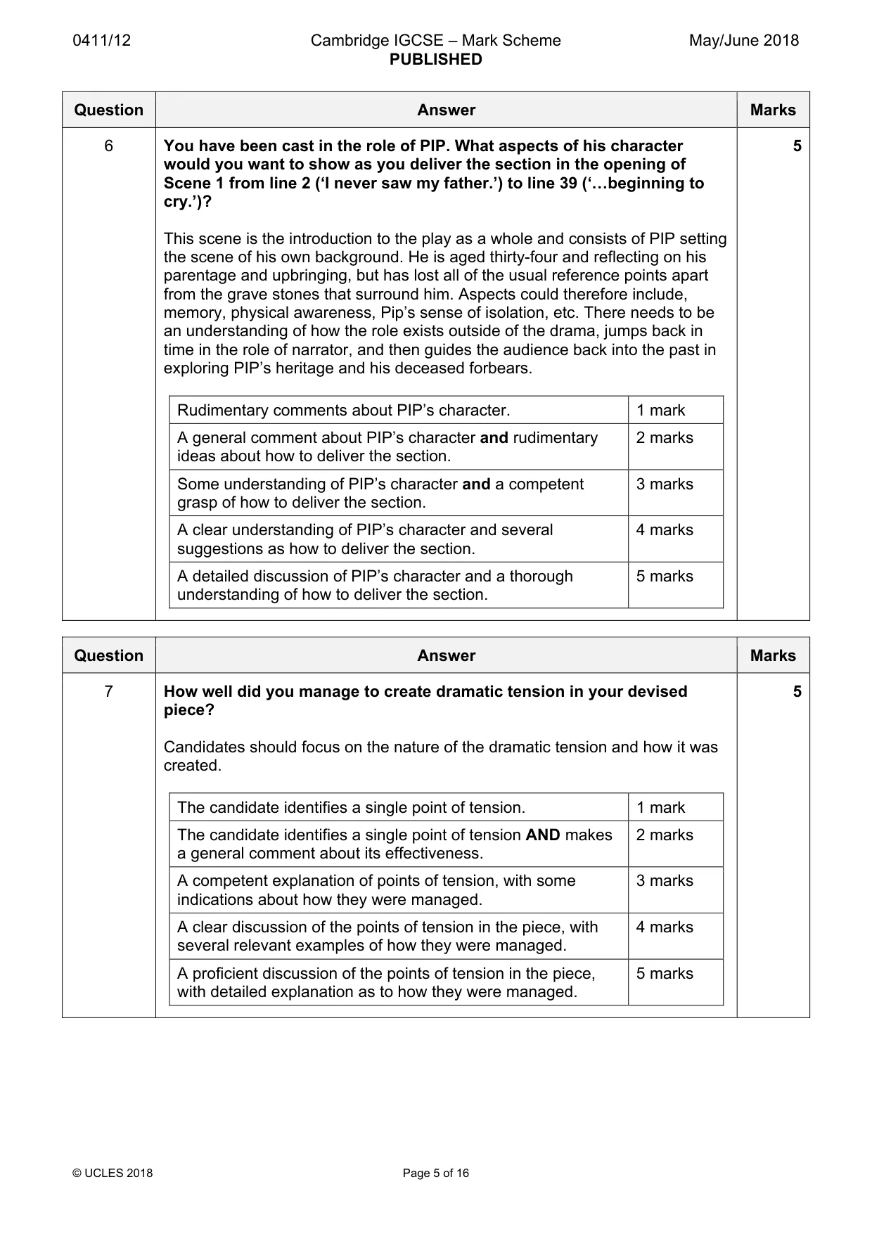 Mark scheme, page 5 of 16