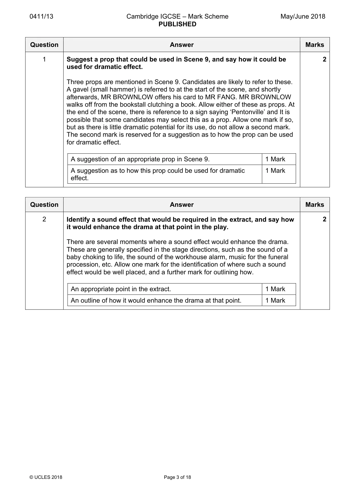 Mark scheme, page 3 of 18