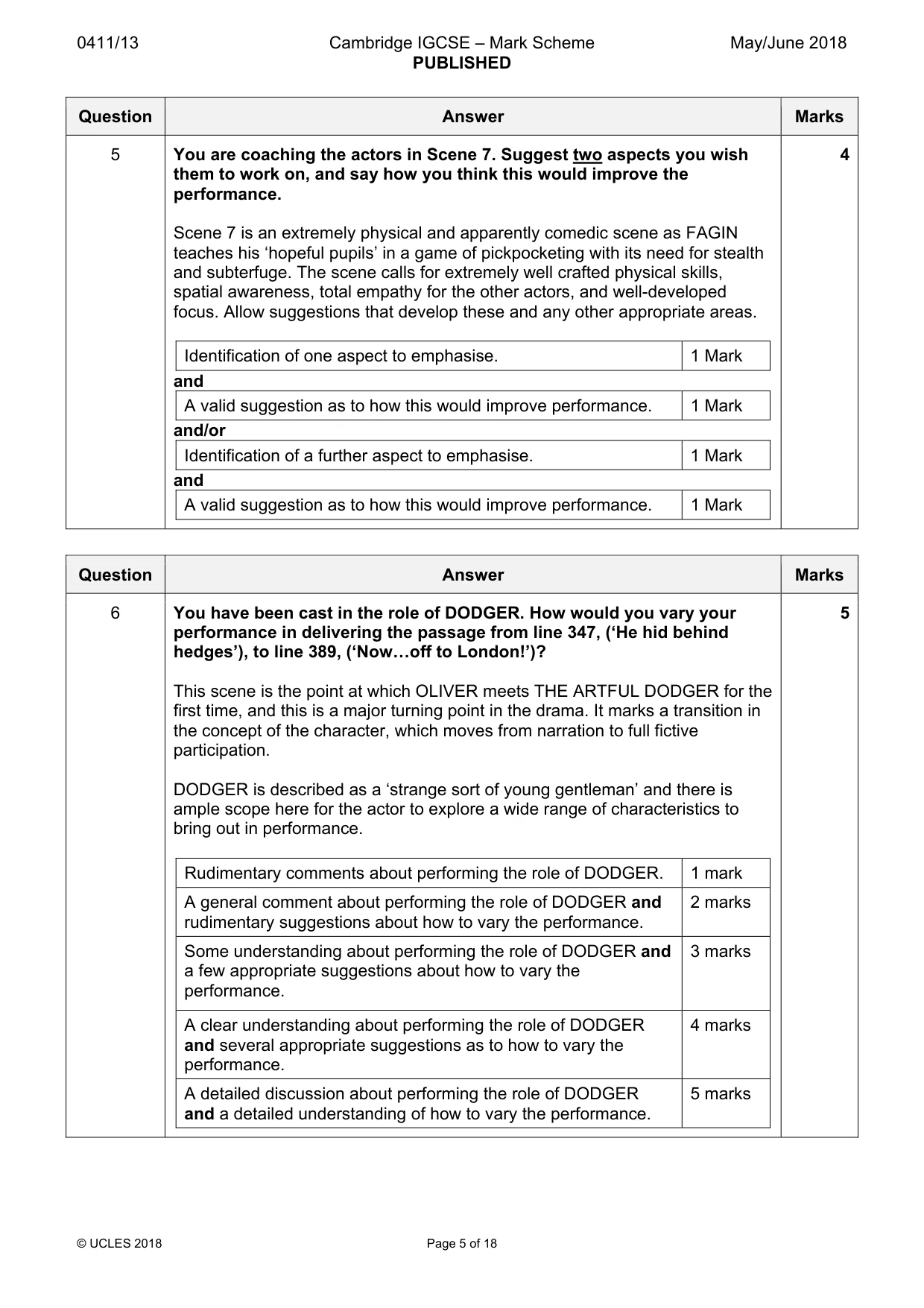 Mark scheme, page 5 of 18