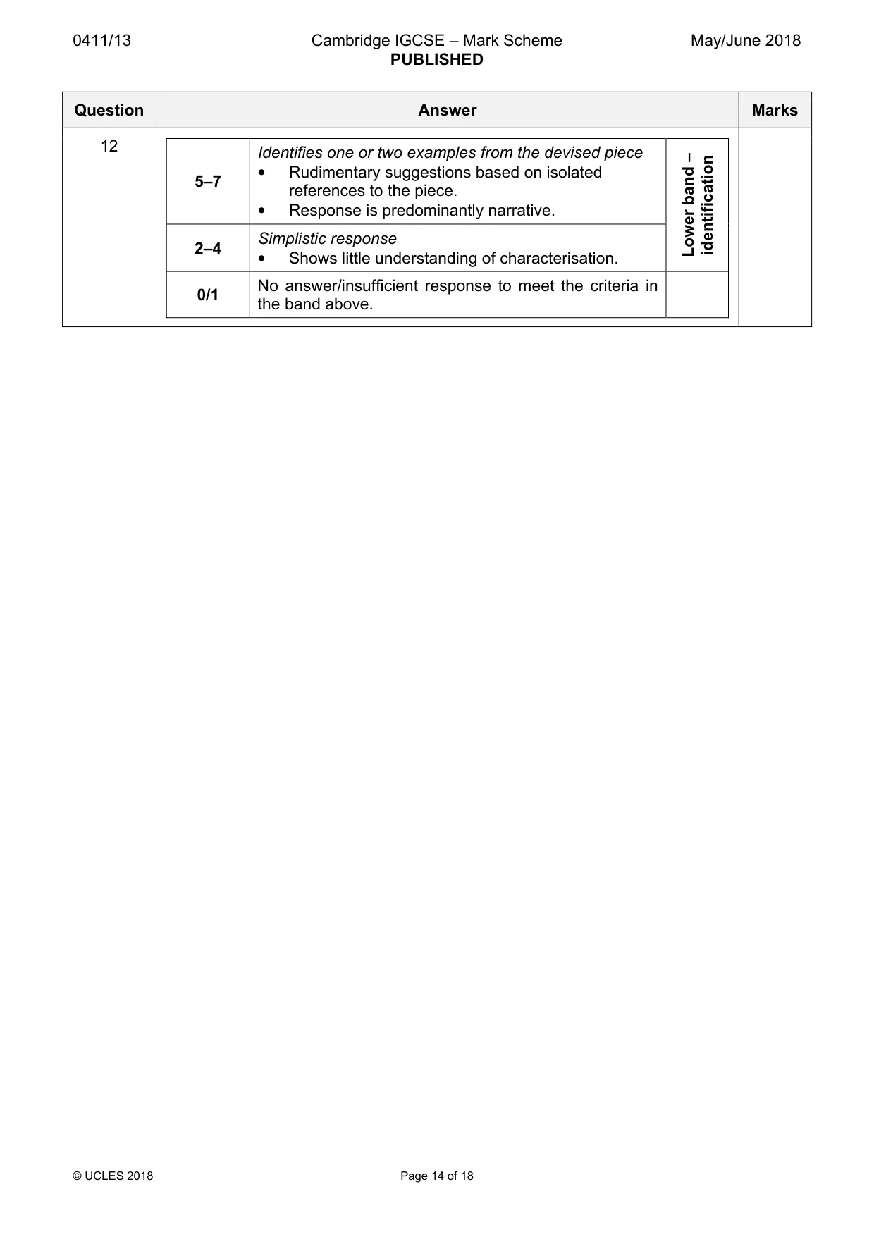 Mark scheme, page 14 of 18