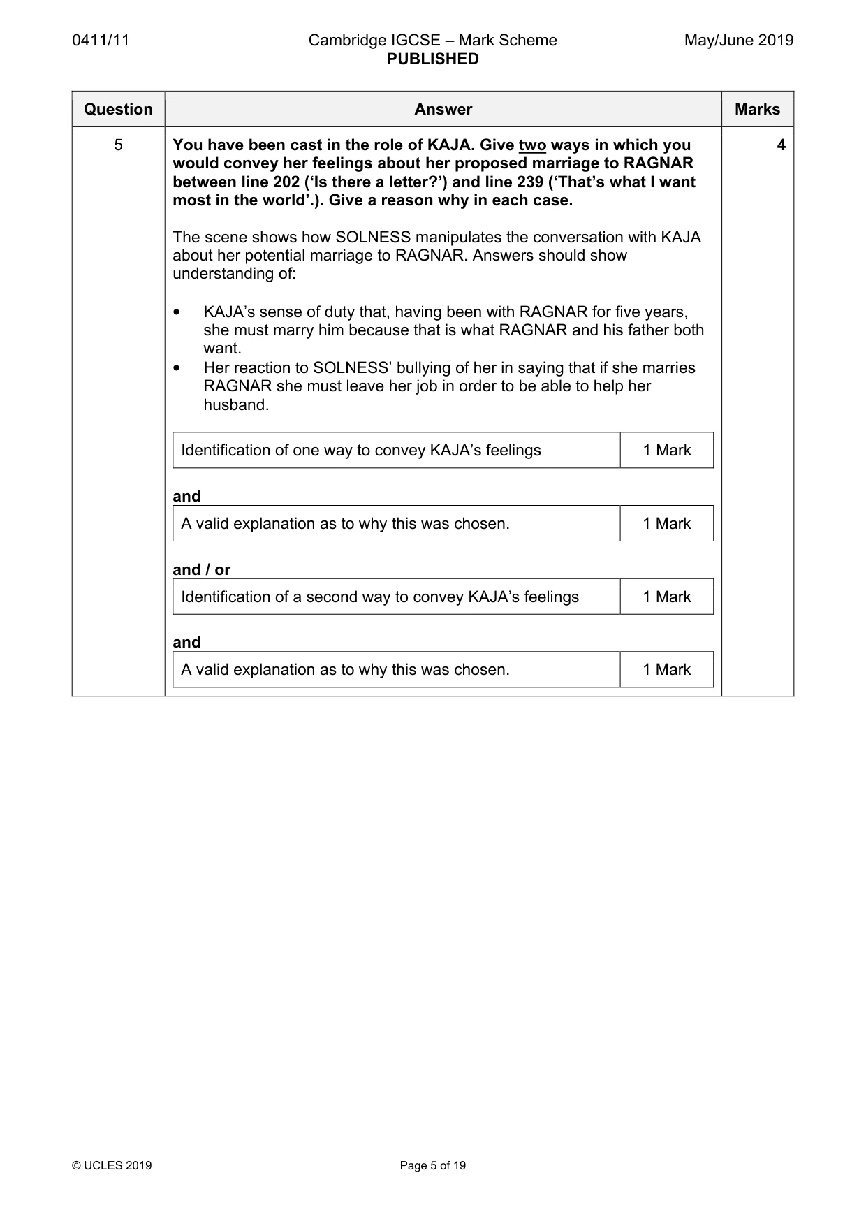 Mark scheme, page 5 of 19