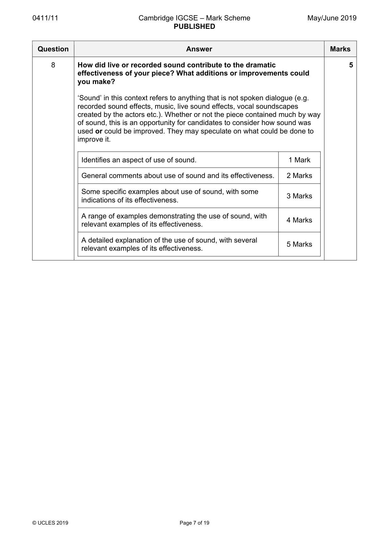 Mark scheme, page 7 of 19