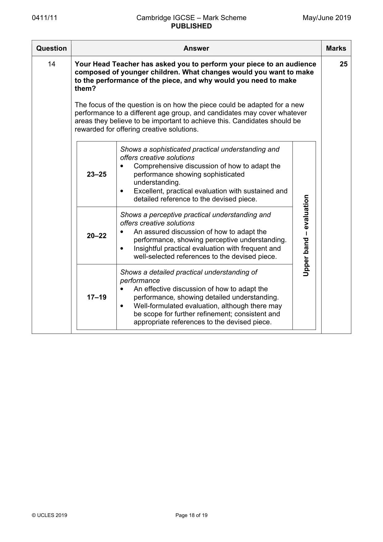Mark scheme, page 18 of 19