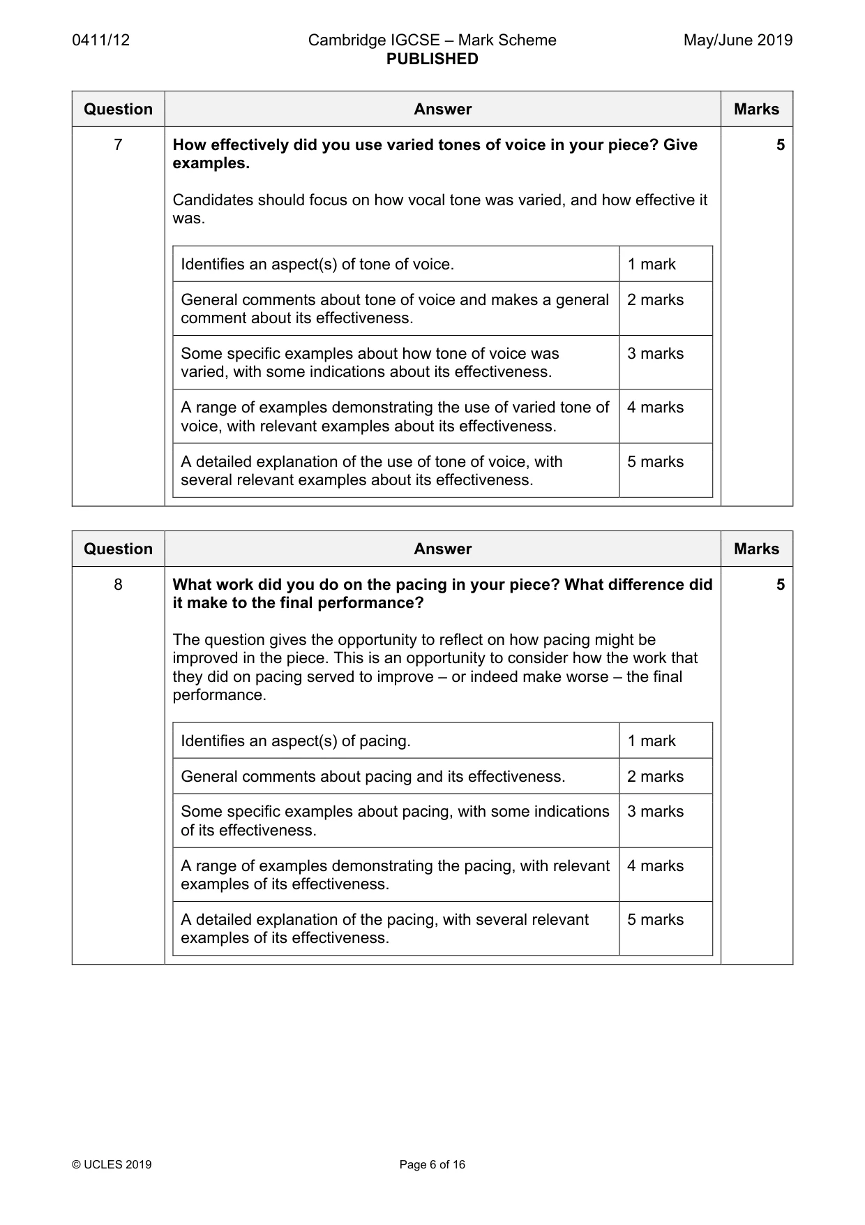 Mark scheme, page 6 of 16