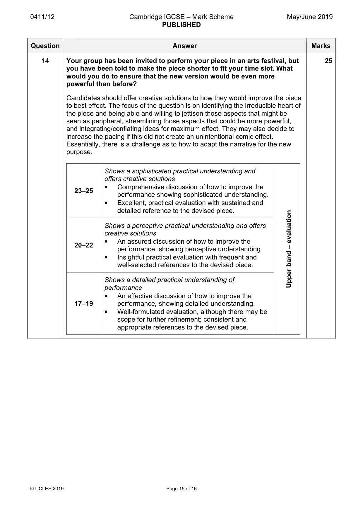 Mark scheme, page 15 of 16