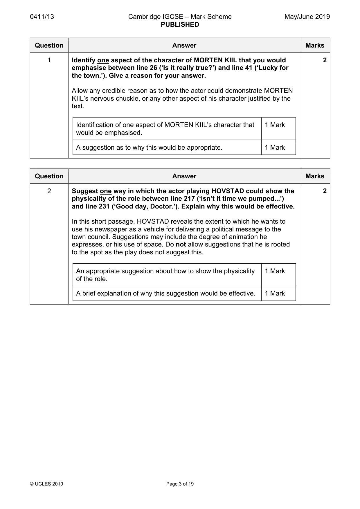 Mark scheme, page 3 of 19