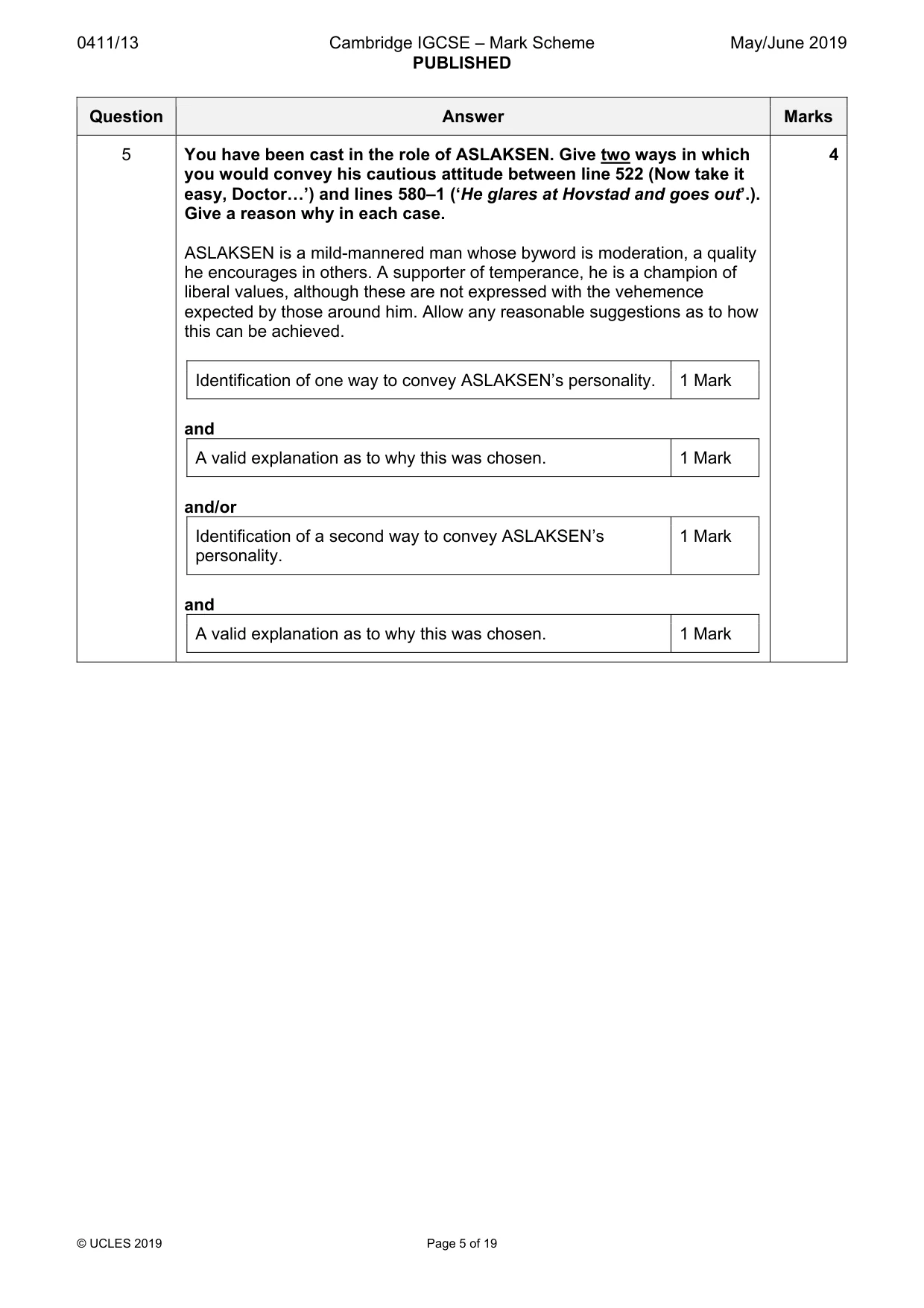 Mark scheme, page 5 of 19