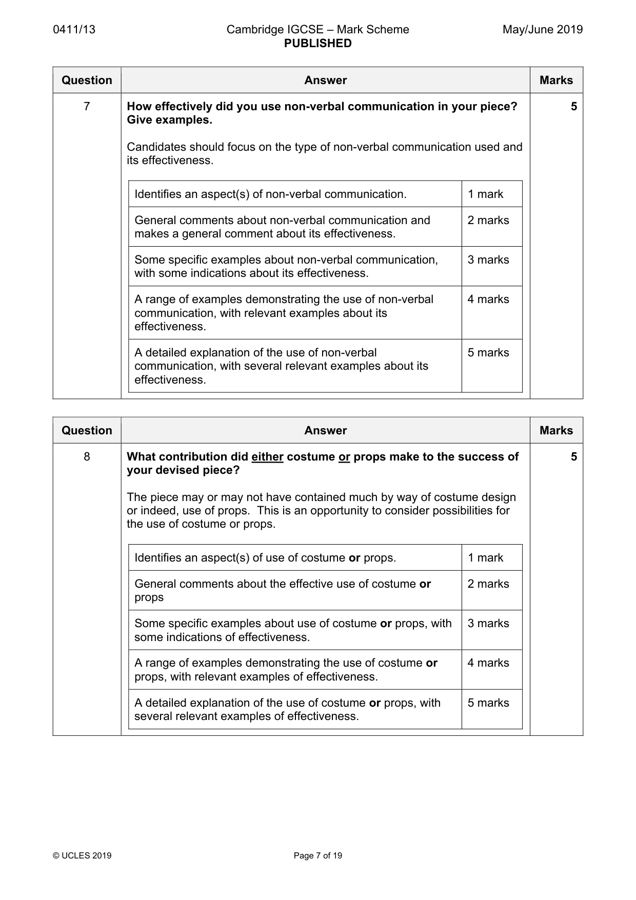 Mark scheme, page 7 of 19