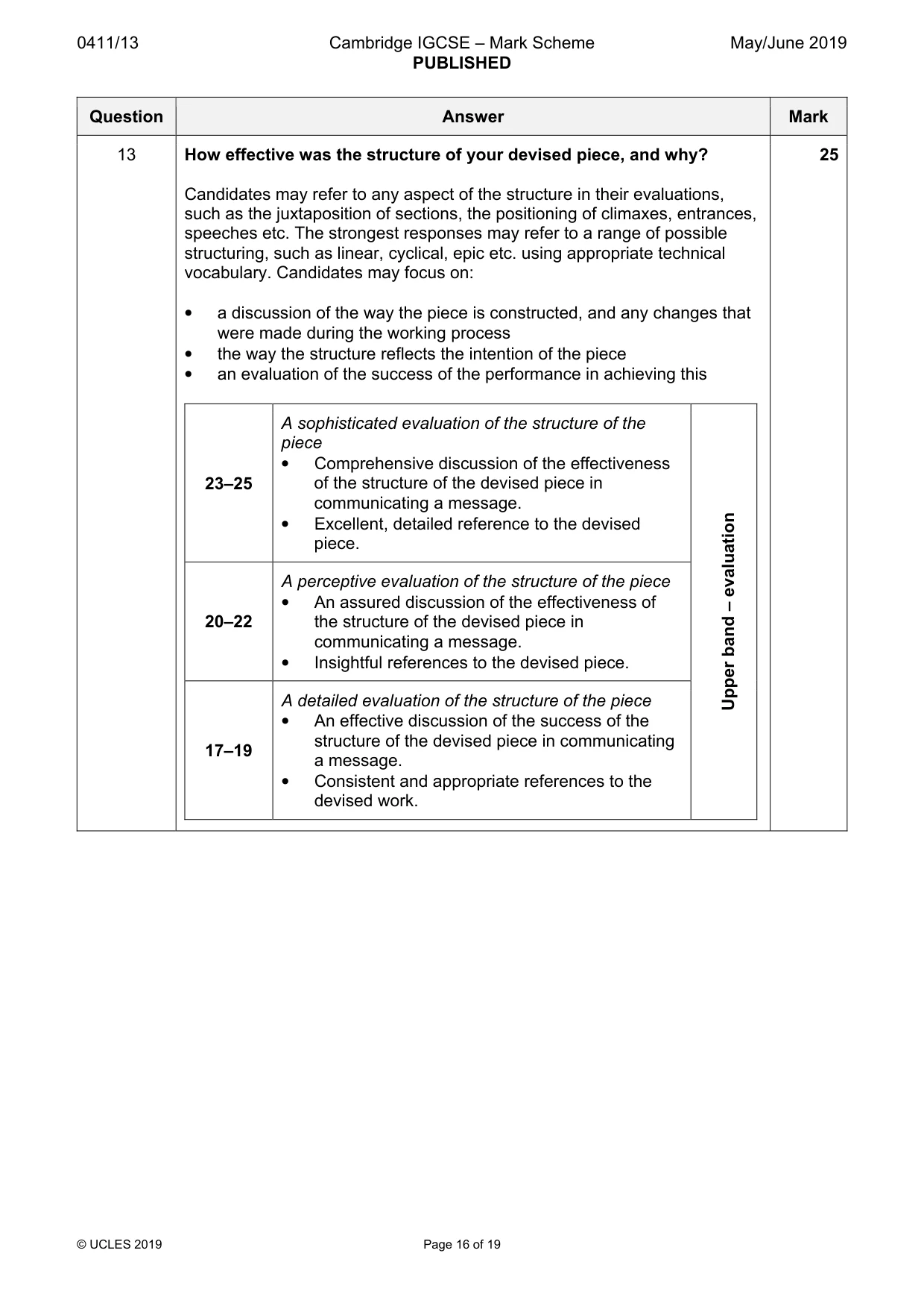 Mark scheme, page 16 of 19