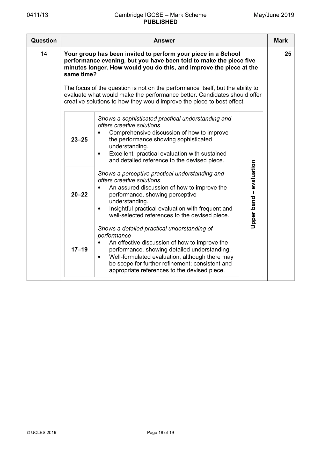 Mark scheme, page 18 of 19