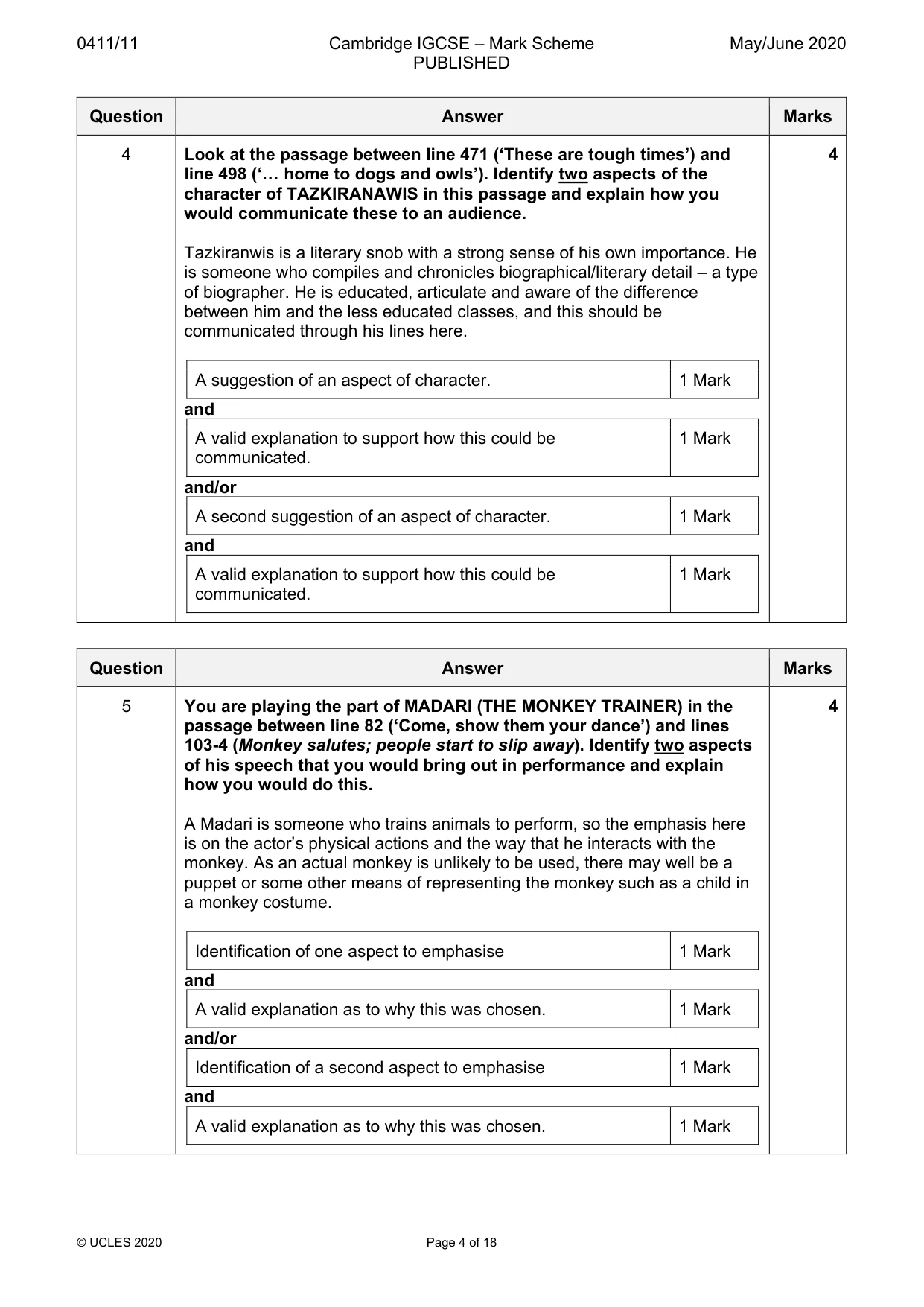 Mark scheme, page 4 of 18