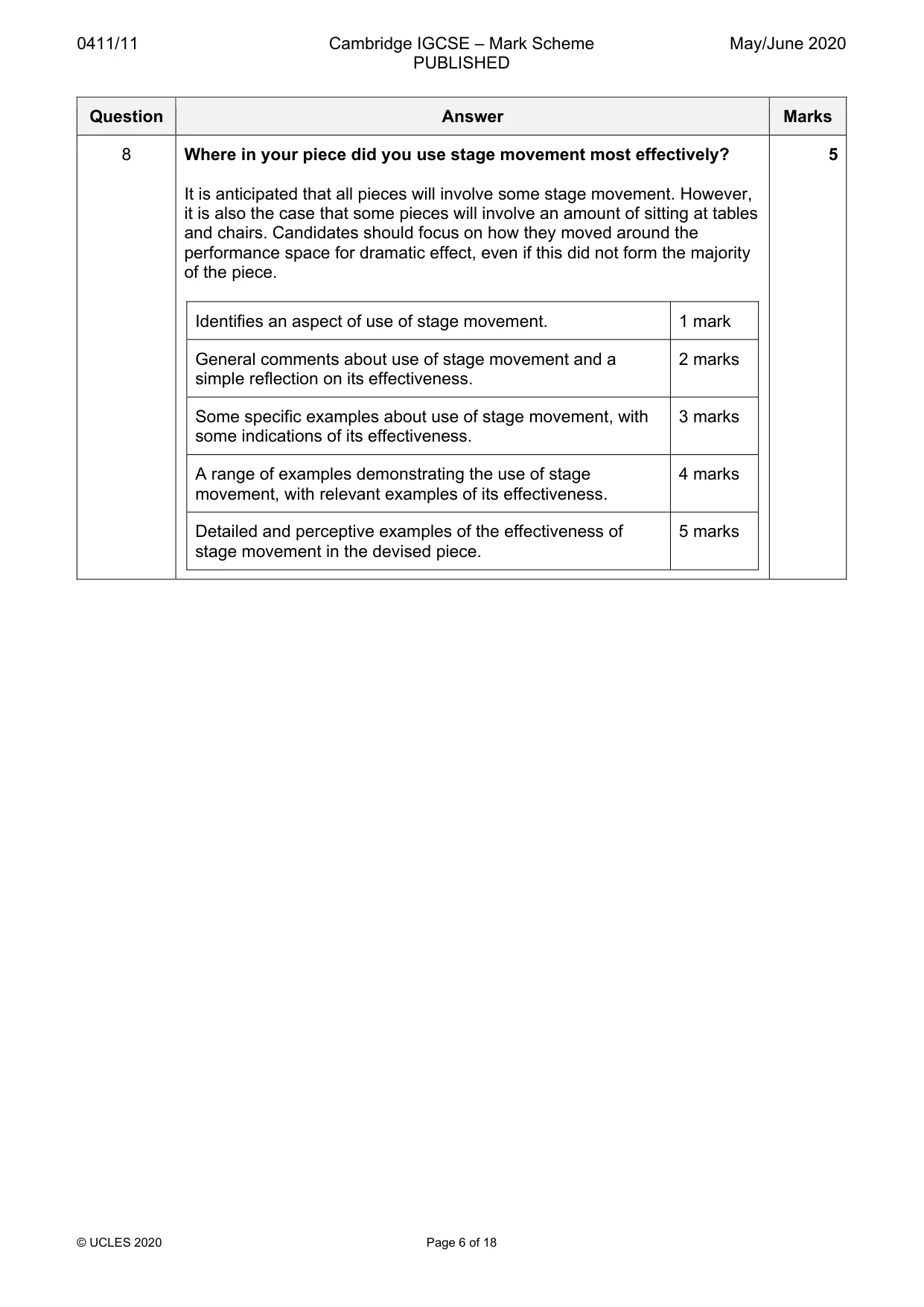 Mark scheme, page 6 of 18