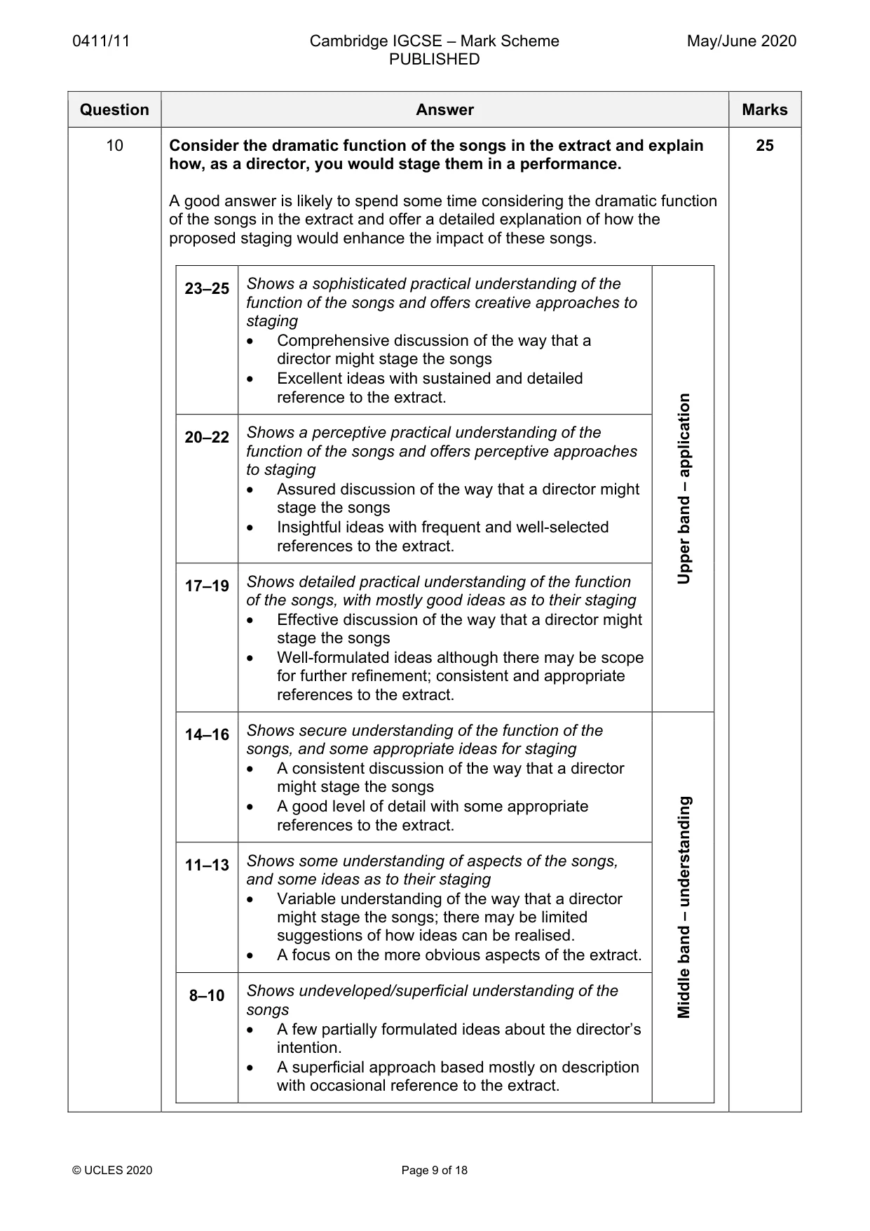 Mark scheme, page 9 of 18